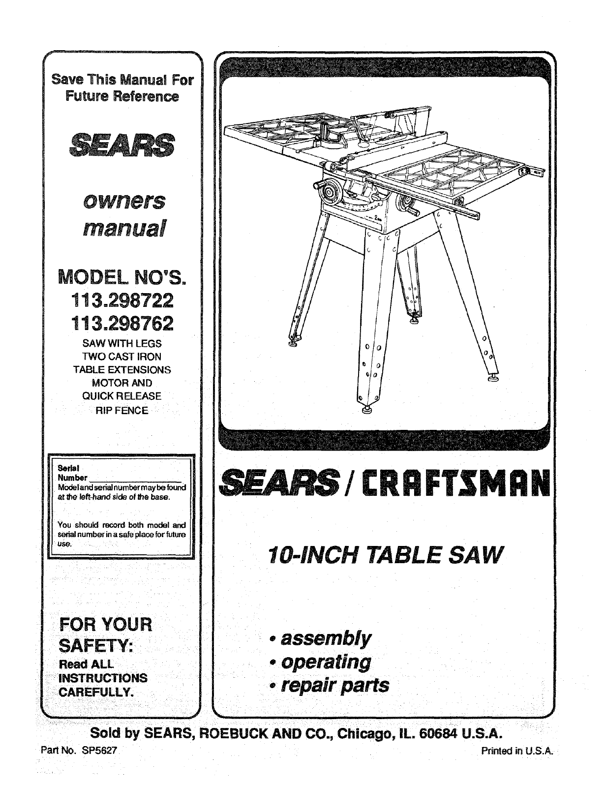 craftsman-113298722-user-manual-10-table-saw-manuals-and-guides-l0806063