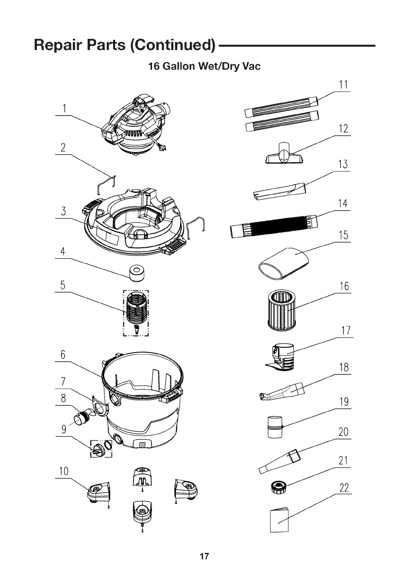 Craftsman 12512008 User Manual WET/DRY VACUUM Manuals And Guides 1310261L