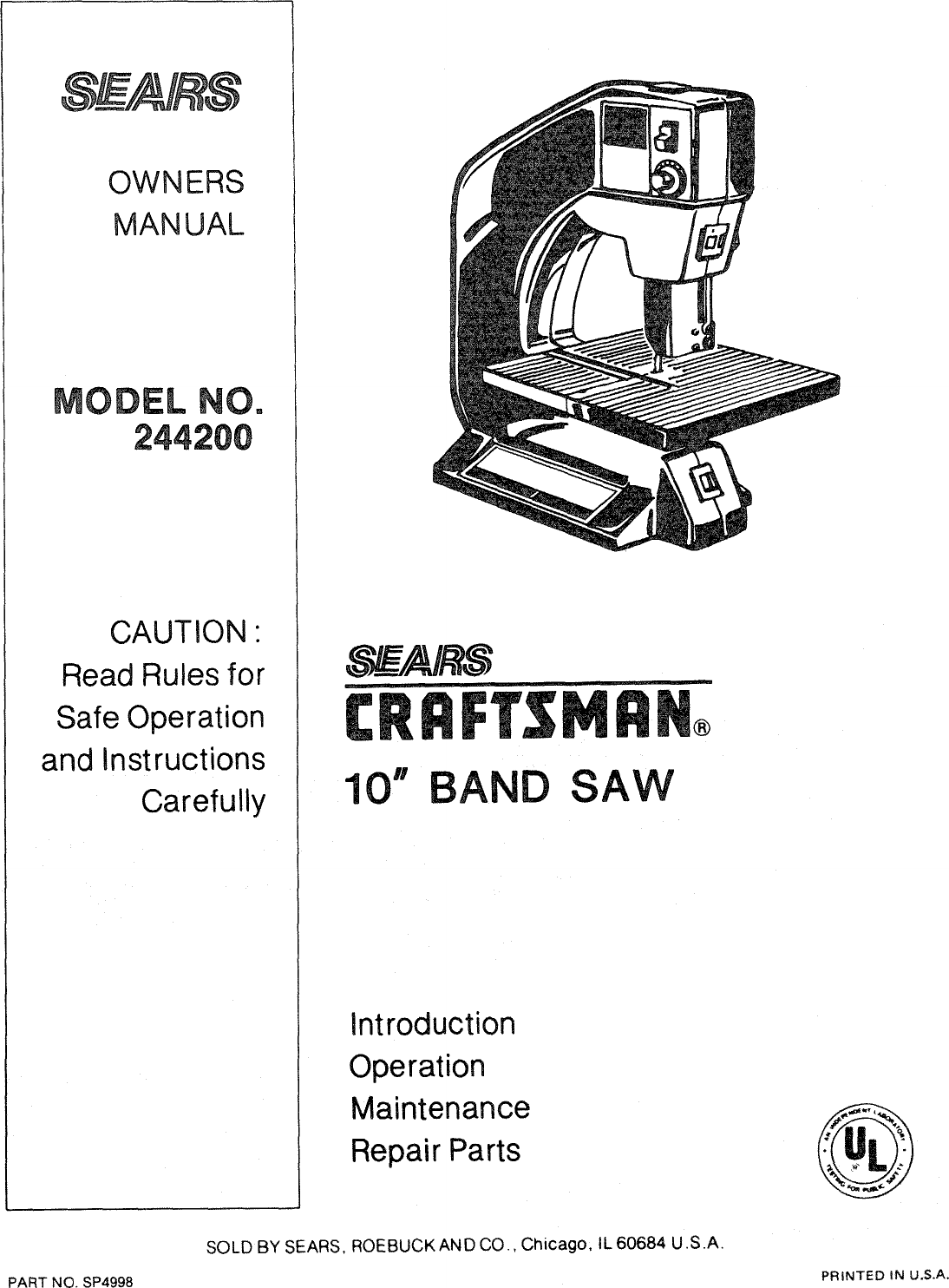 Craftsman 10 Band Saw Replacement Parts | Reviewmotors.co