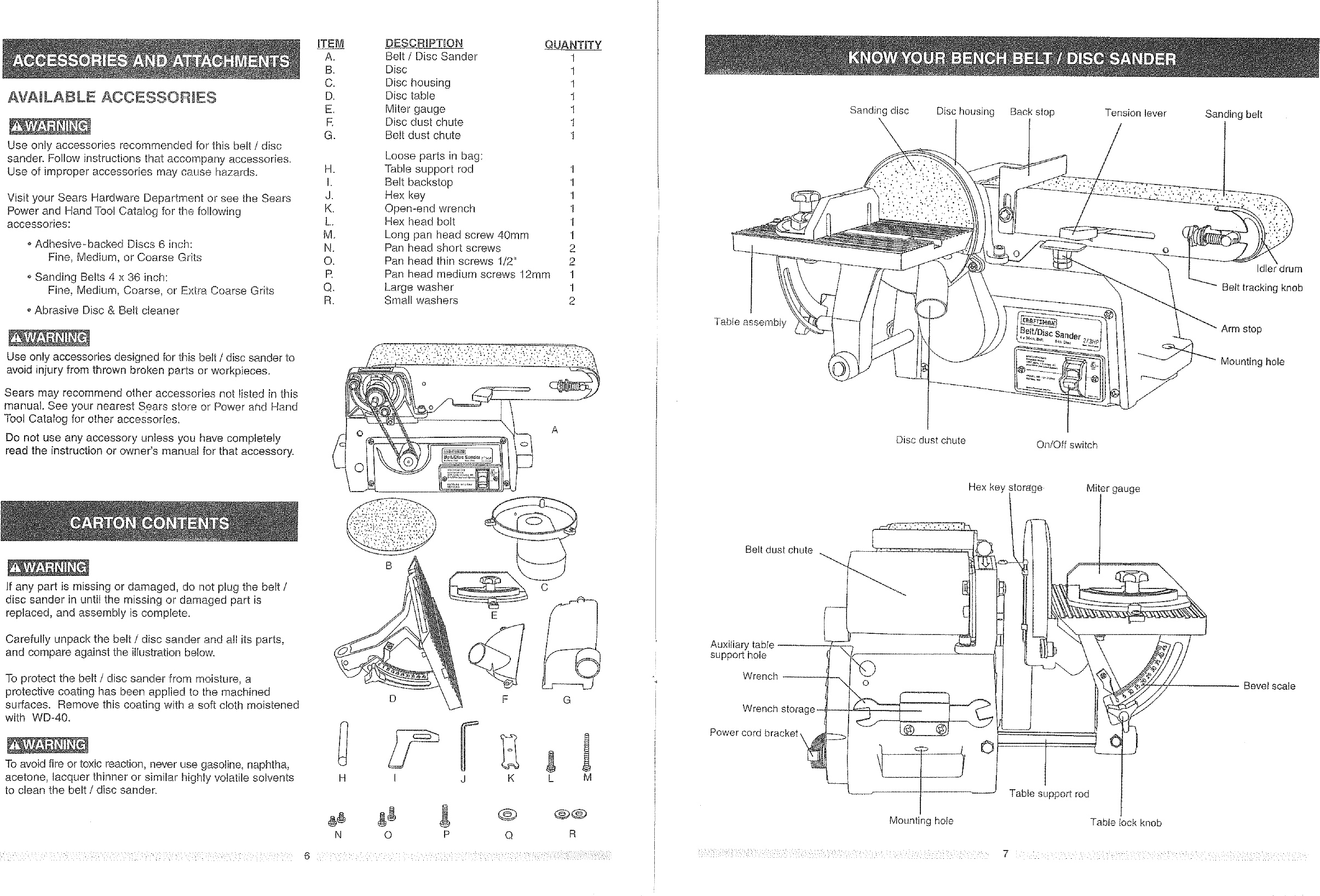 Page 4 of 10 - Craftsman 137215360 User Manual  4 X 36 BELT/DISC SANDER - Manuals And Guides L0803611