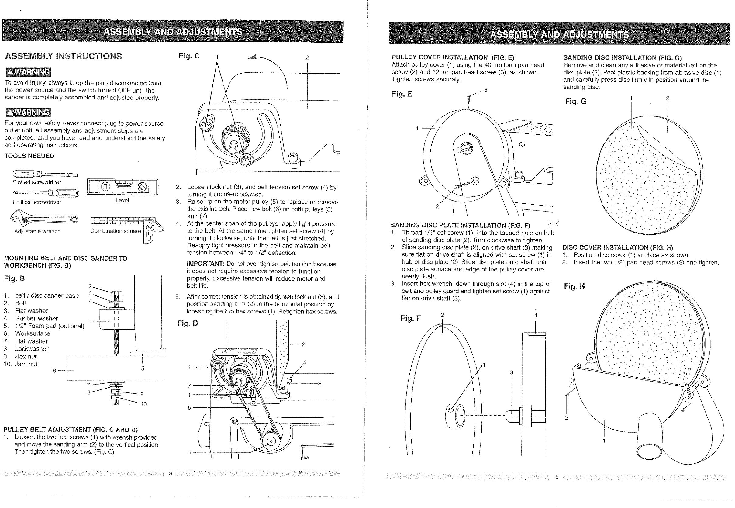 Page 5 of 10 - Craftsman 137215360 User Manual  4 X 36 BELT/DISC SANDER - Manuals And Guides L0803611