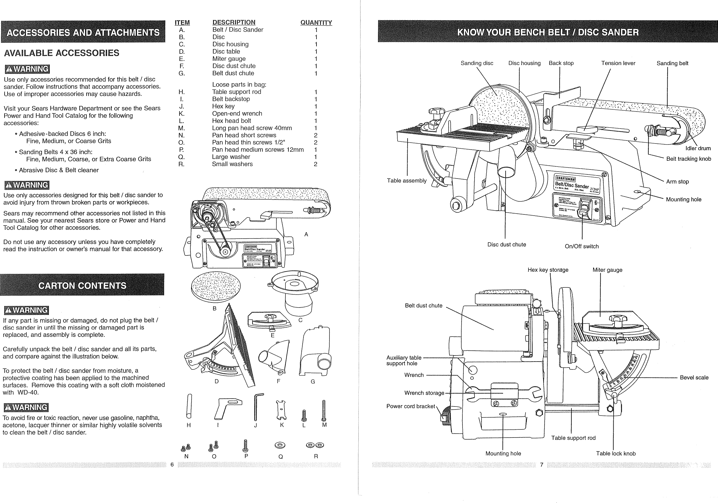 Page 4 of 10 - Craftsman 137283290 User Manual  4 X 36 BELT/DISC SANDER - Manuals And Guides L0805066