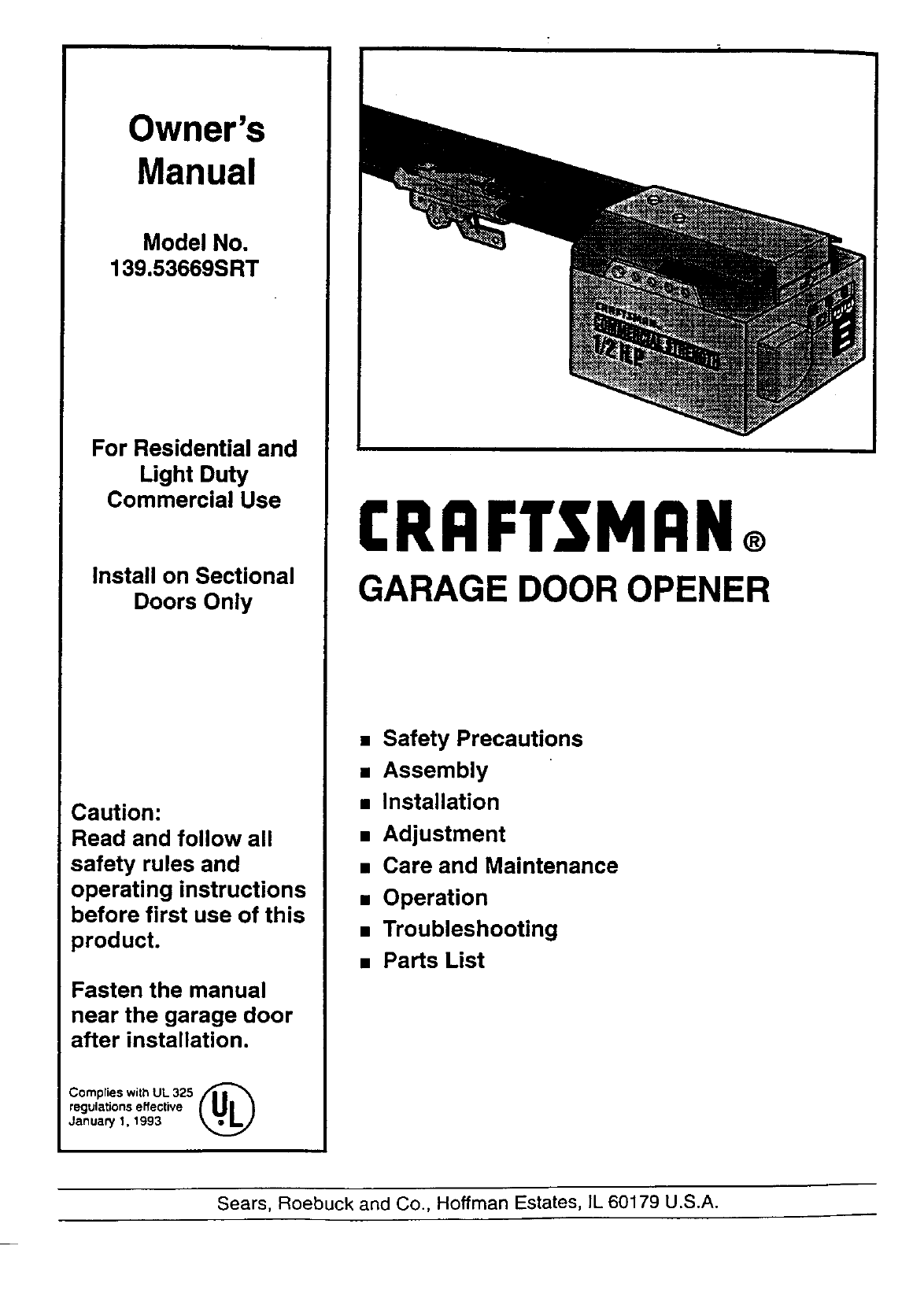 Craftsman Garage Door Opener Troubleshooting Safety Reversing Sensor