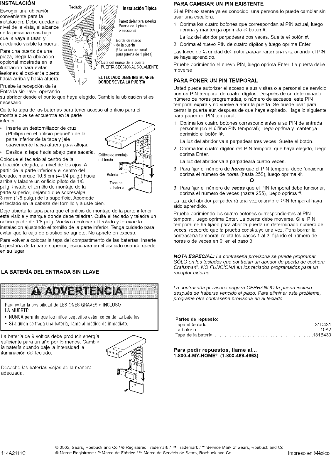 Page 4 of 4 - Craftsman 13953684 User Manual  KEYLESS ENTRY REMOTE - Manuals And Guides L0803159