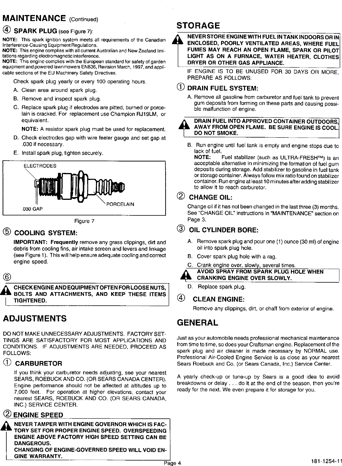 Page 5 of 12 - Craftsman 143016502 User Manual  ENGINE - Manuals And Guides L0102273