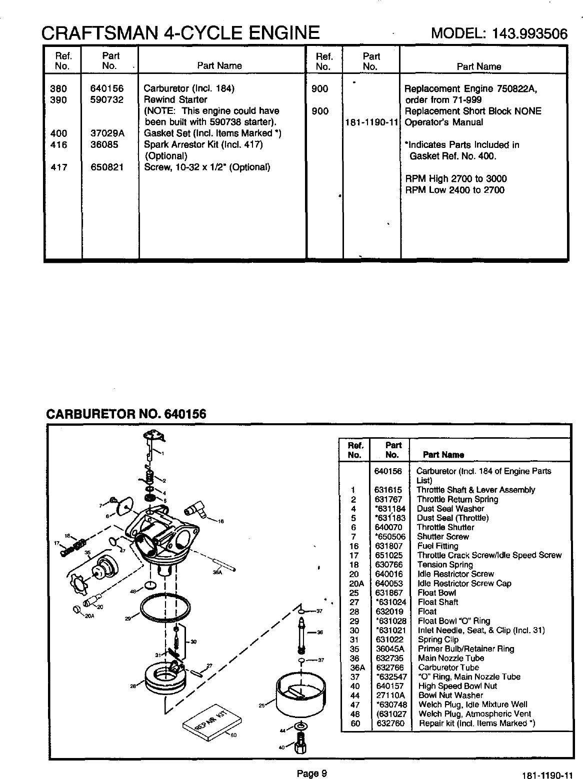 Page 10 of 12 - Craftsman 143993506 User Manual  SEARS SOLID STATE IGNITION ENGINE - Manuals And Guides L9050365