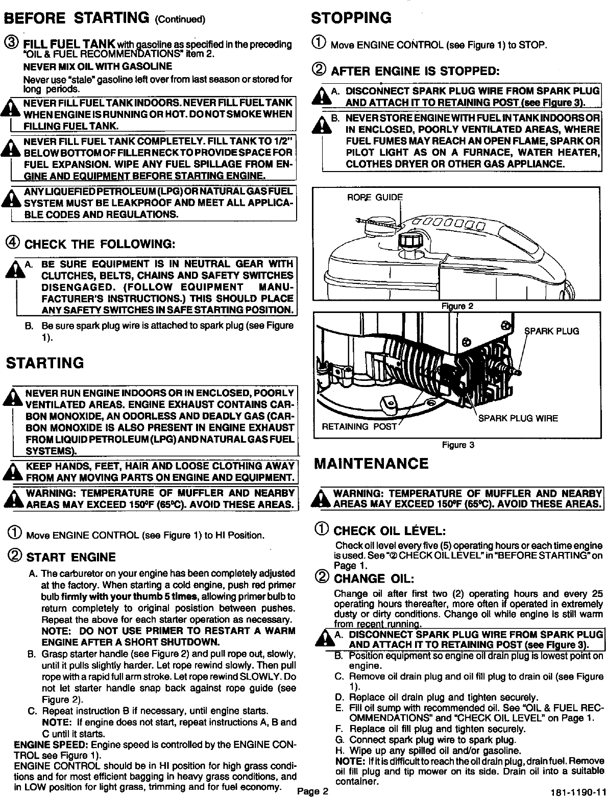 Page 3 of 12 - Craftsman 143993506 User Manual  SEARS SOLID STATE IGNITION ENGINE - Manuals And Guides L9050365