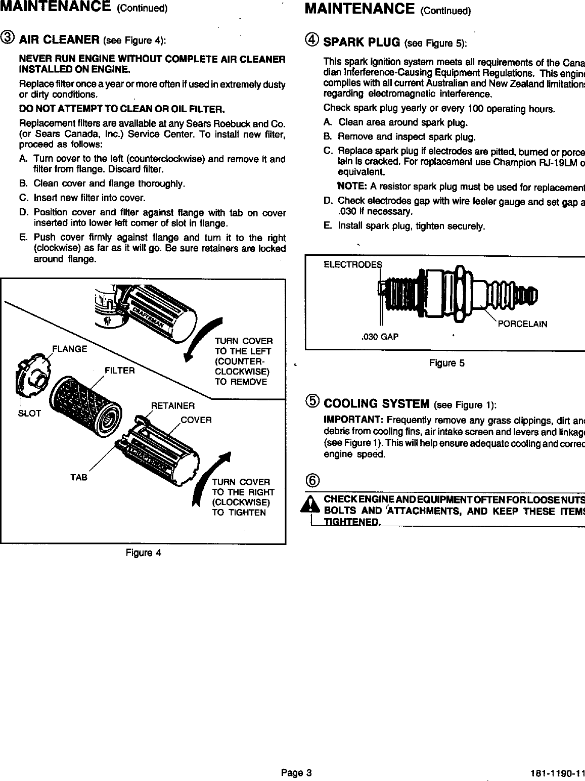 Page 4 of 12 - Craftsman 143993506 User Manual  SEARS SOLID STATE IGNITION ENGINE - Manuals And Guides L9050365