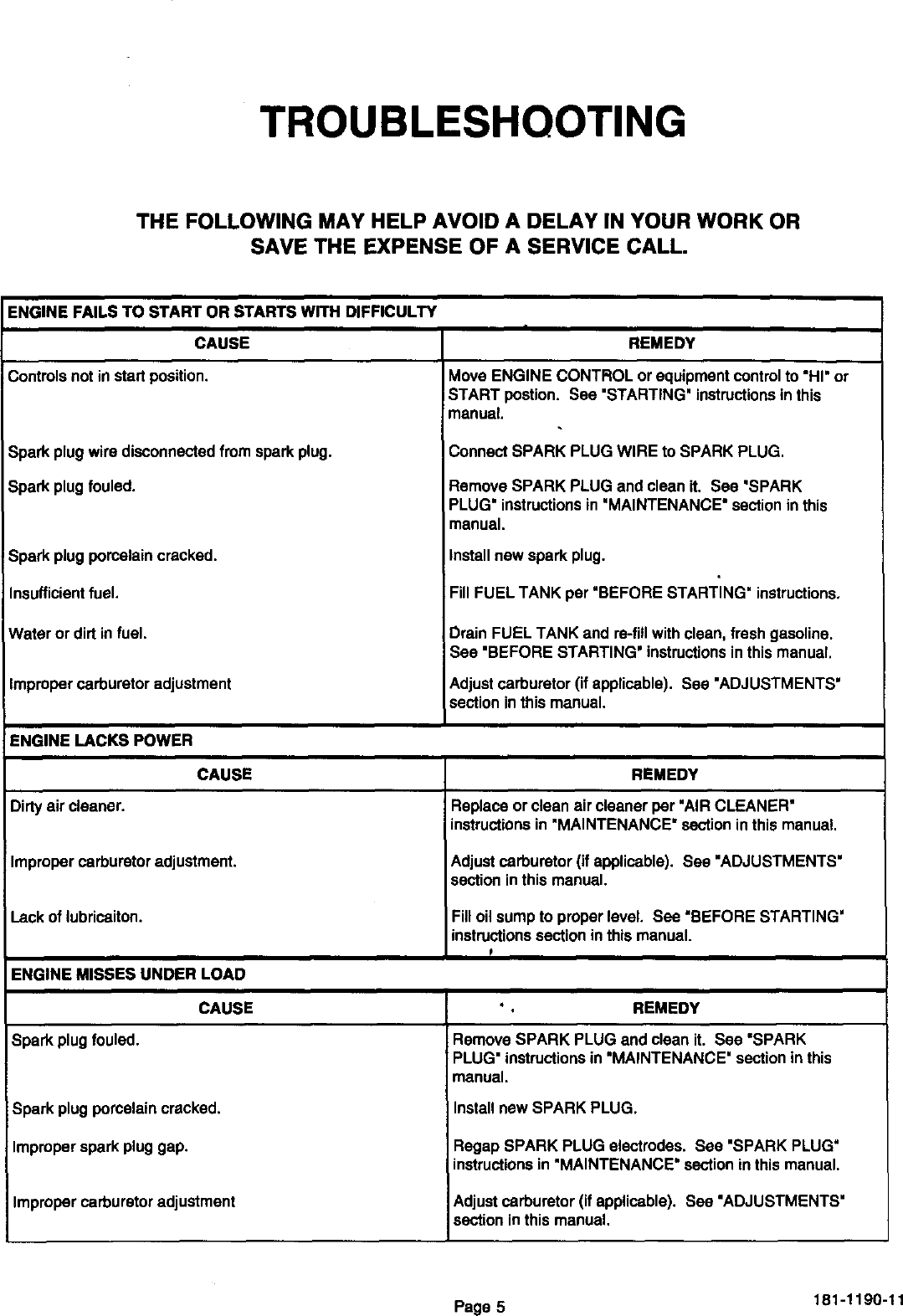 Page 6 of 12 - Craftsman 143993506 User Manual  SEARS SOLID STATE IGNITION ENGINE - Manuals And Guides L9050365