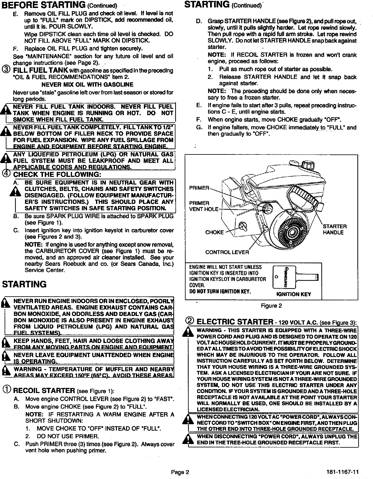 Page 3 of 12 - Craftsman 143996501 User Manual  ENGINE - Manuals And Guides 98120229