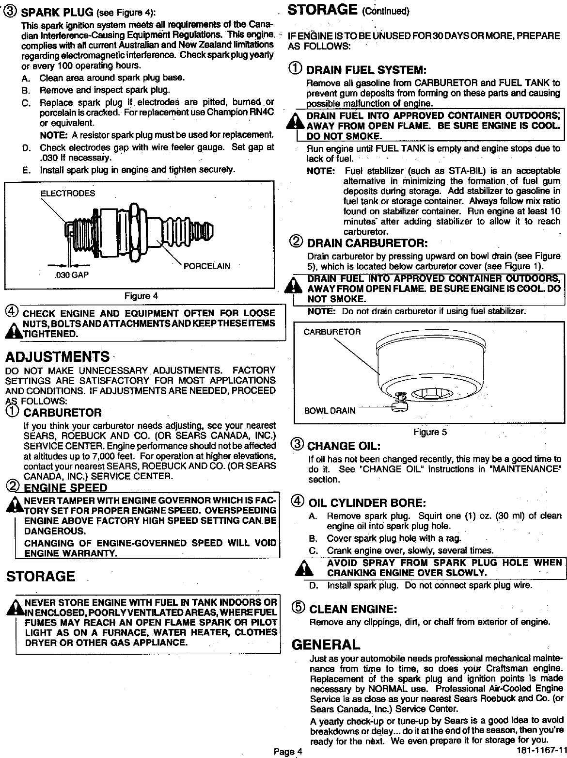 Page 5 of 12 - Craftsman 143996501 User Manual  ENGINE - Manuals And Guides 98120229