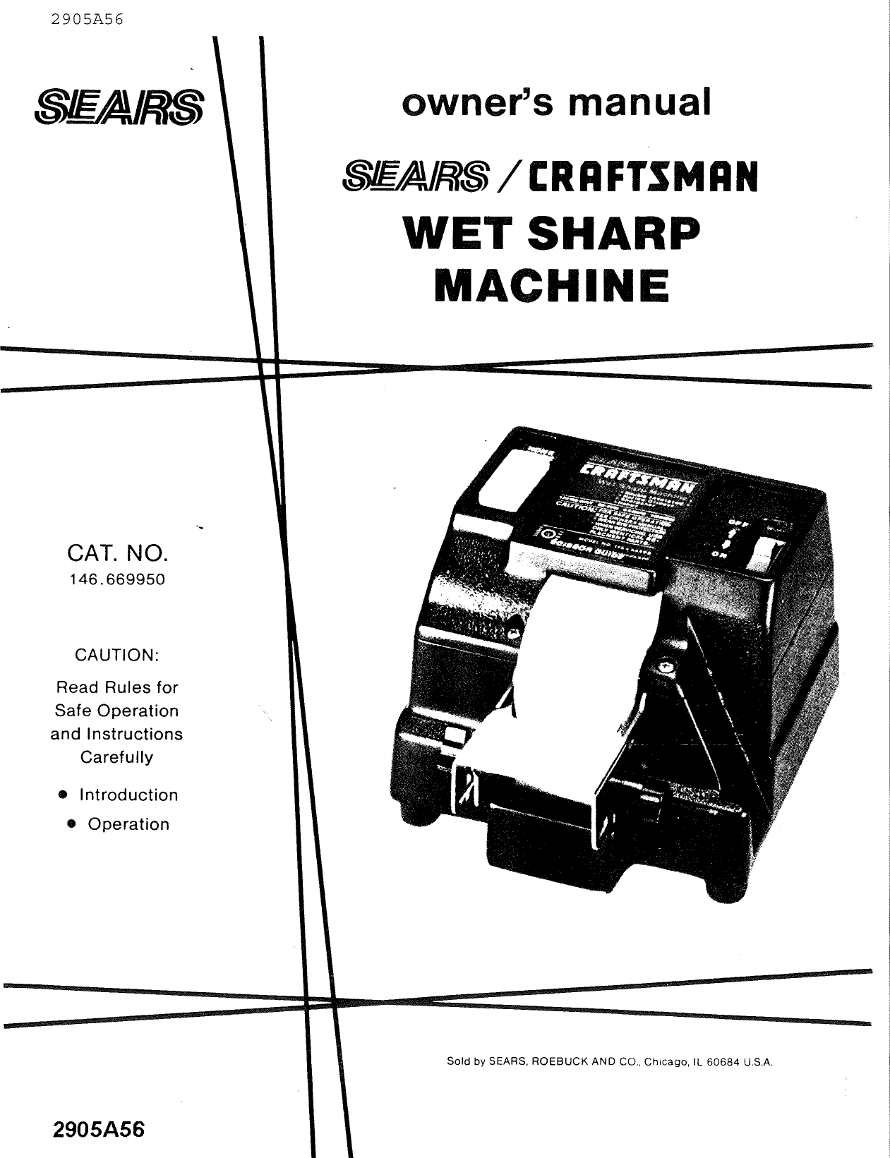 Page 1 of 12 - Craftsman 146669950 User Manual  WET SHARP MACHINE - Manuals And Guides L1005393