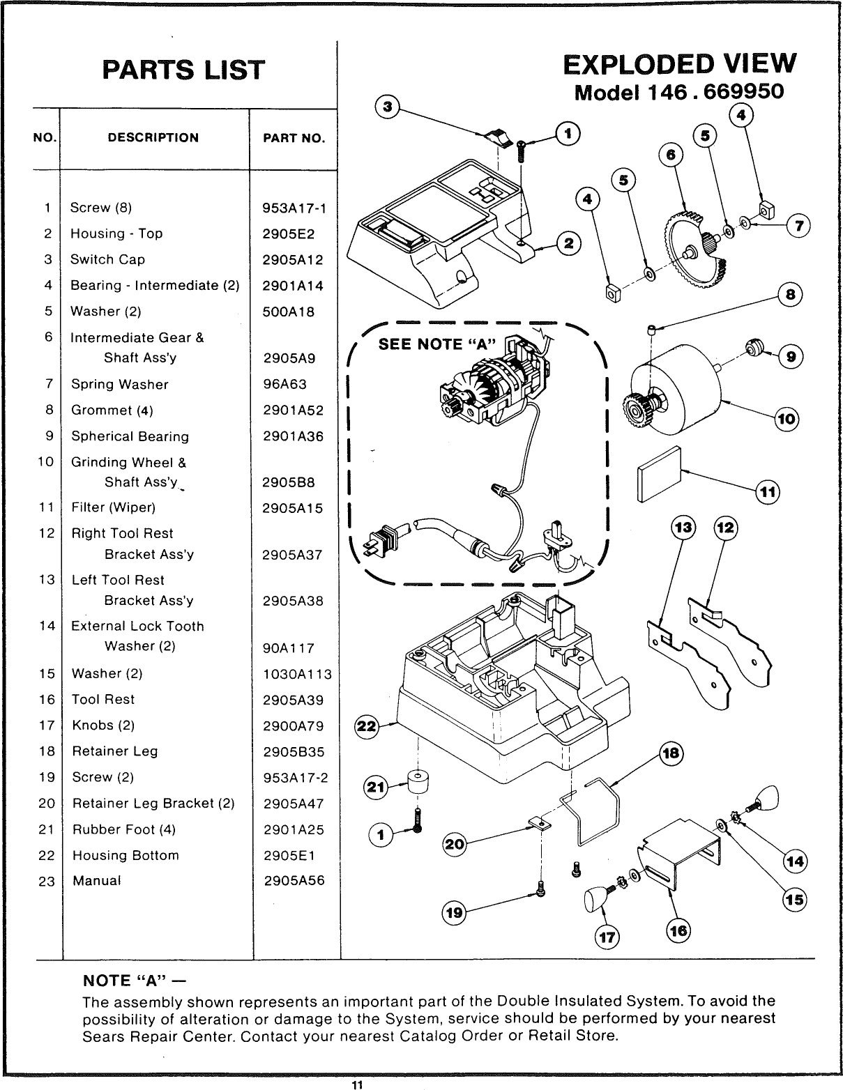 Page 11 of 12 - Craftsman 146669950 User Manual  WET SHARP MACHINE - Manuals And Guides L1005393