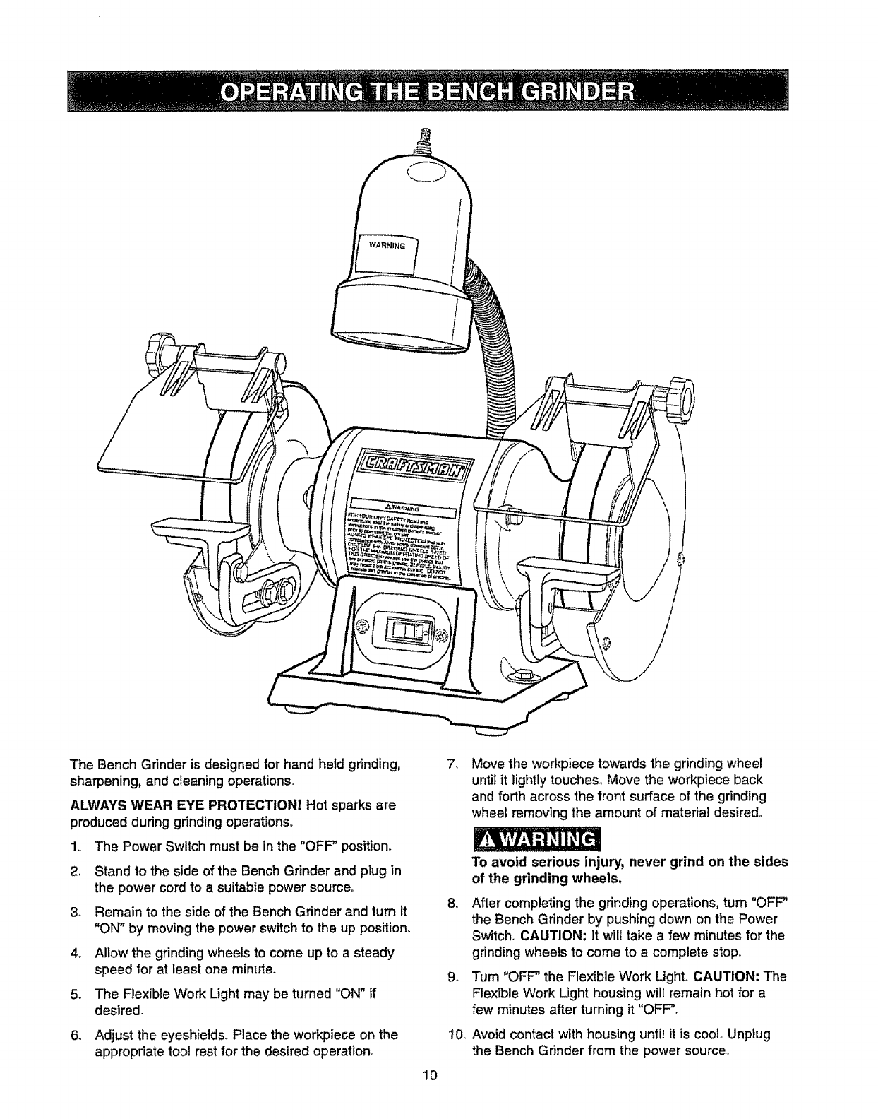 Craftsman 152211240 User Manual Bench Grinder Manuals And Guides 1008321l