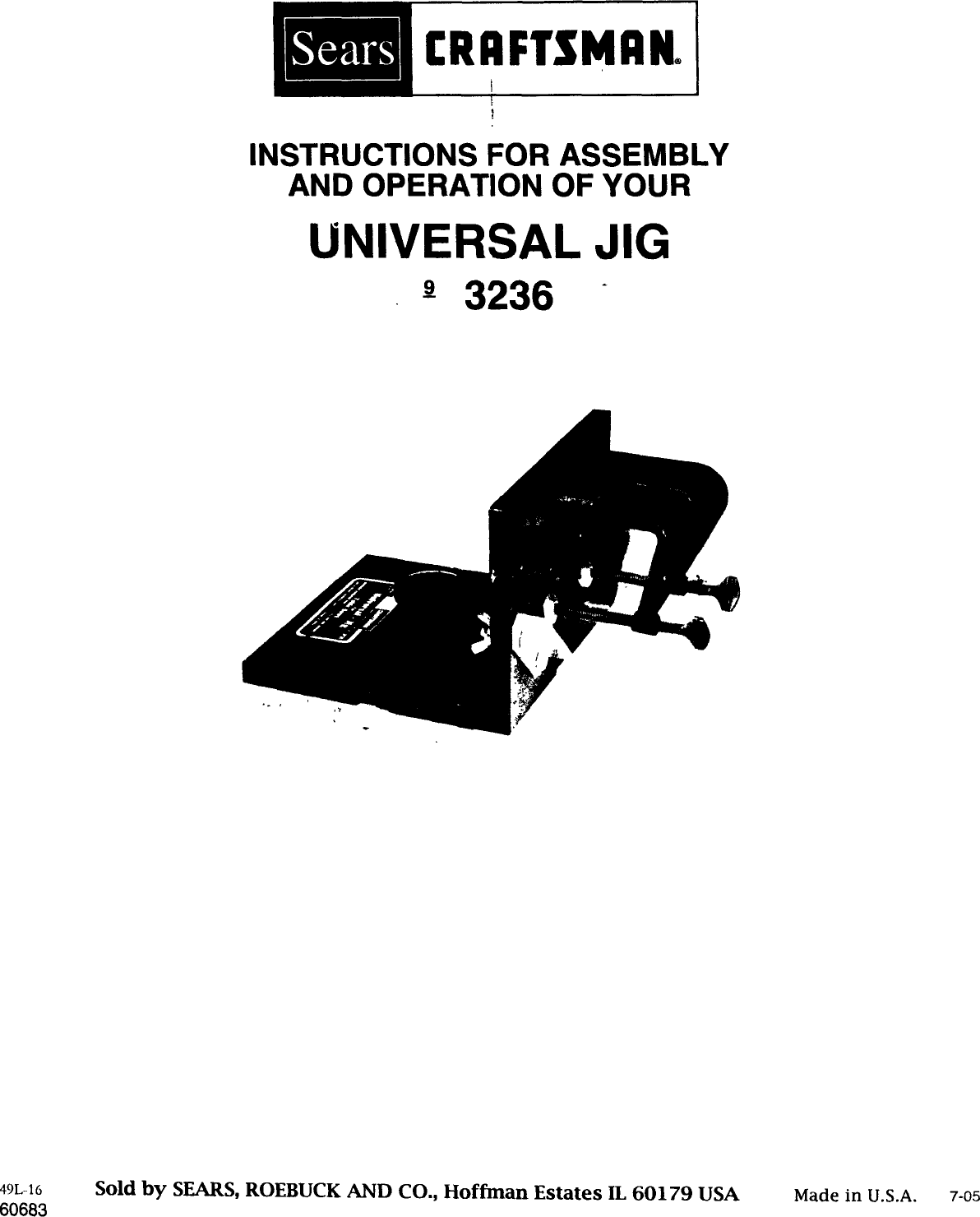 Craftsman 1713236 1302261L User Manual UNIVERSAL JIG Manuals And Guides