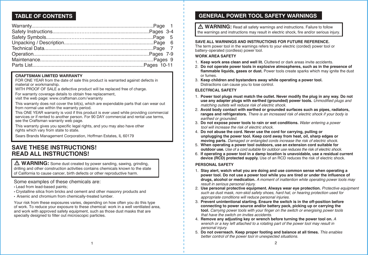 Page 2 of 7 - Craftsman 172417700 41170 User Manual  SCREWDRIVER CORDLESS - Manuals And Guides 1608259L