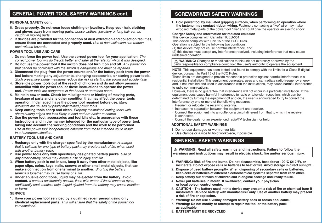 Page 3 of 7 - Craftsman 172417700 41170 User Manual  SCREWDRIVER CORDLESS - Manuals And Guides 1608259L