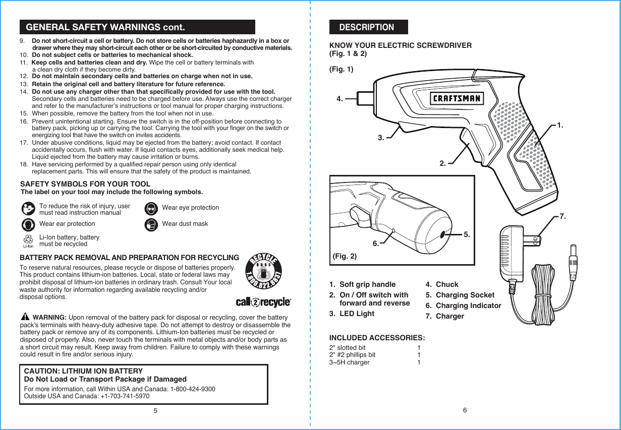 Page 4 of 7 - Craftsman 172417700 41170 User Manual  SCREWDRIVER CORDLESS - Manuals And Guides 1608259L