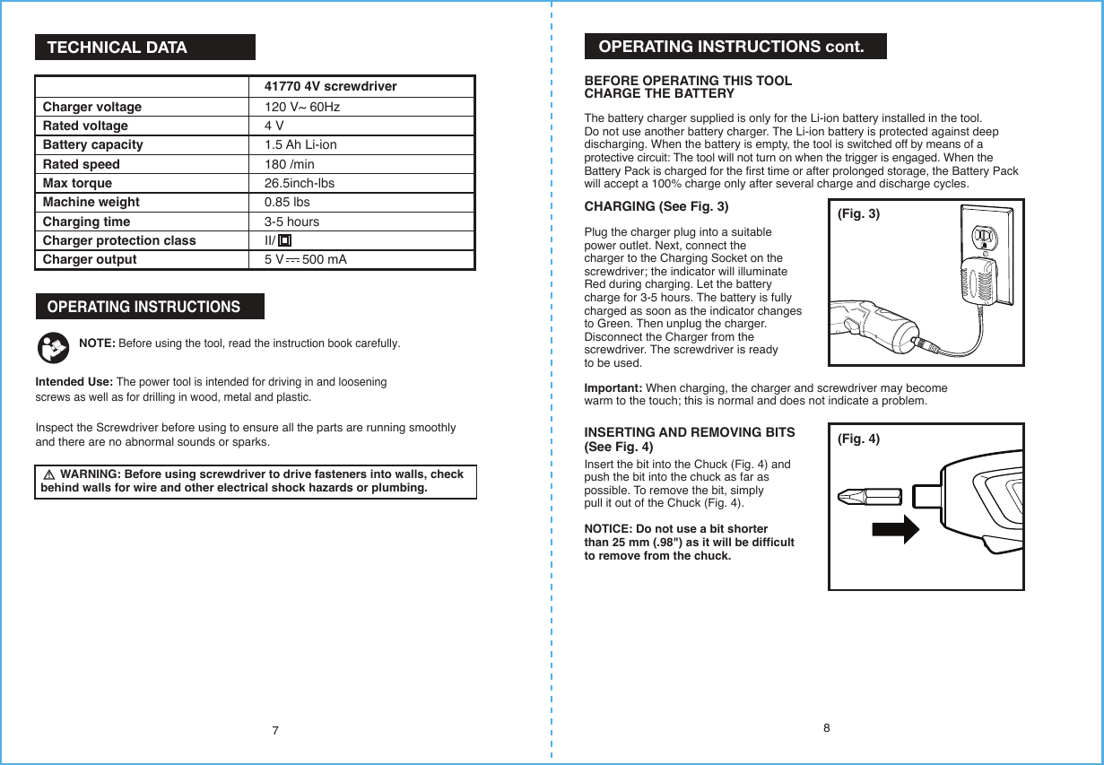 Page 5 of 7 - Craftsman 172417700 41170 User Manual  SCREWDRIVER CORDLESS - Manuals And Guides 1608259L