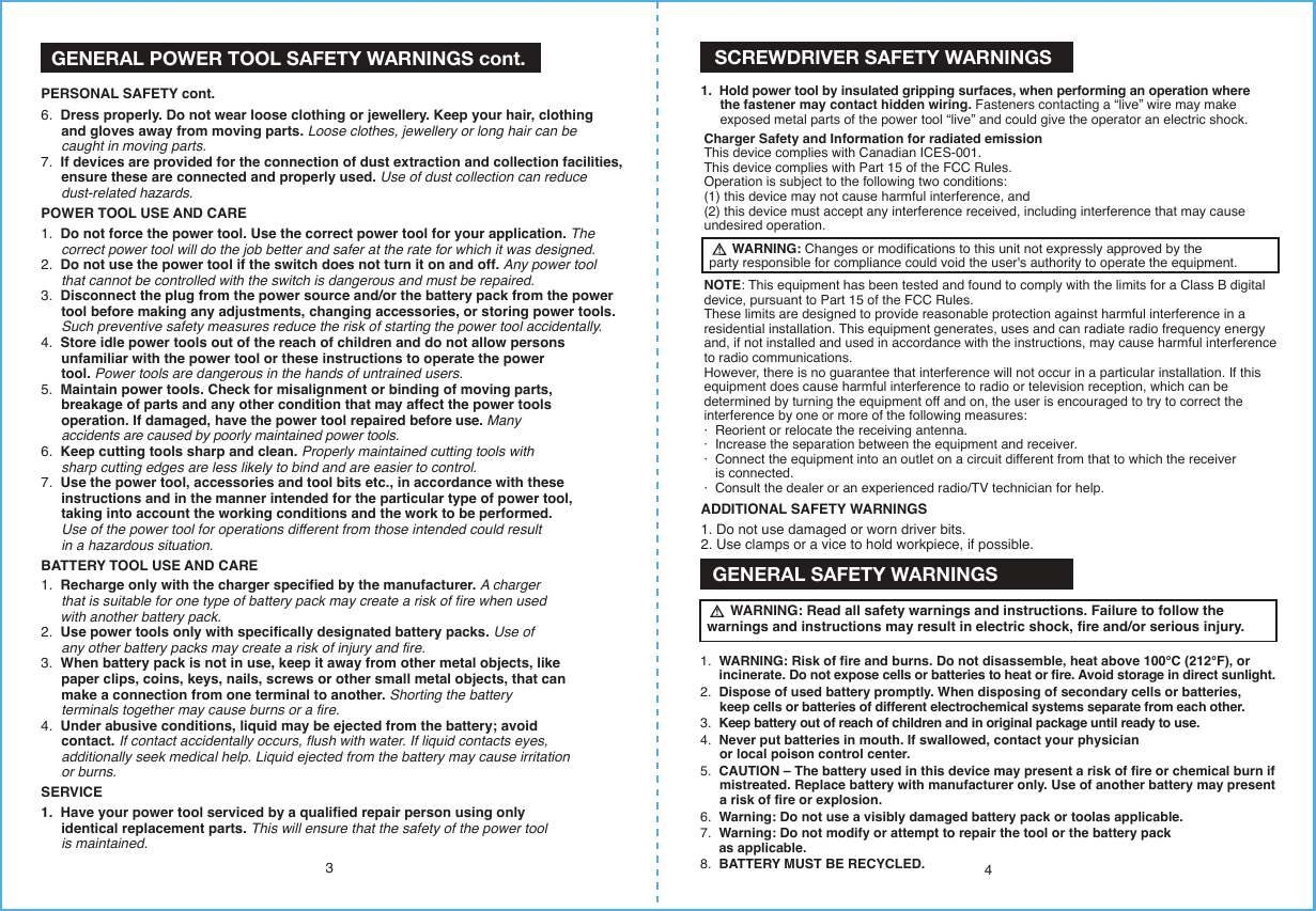 Page 3 of 8 - Craftsman 172417710 41171-ENG READERS_rev -5-31-16 User Manual  SCREWDRIVER CORDLESS - Manuals And Guides 1608260L