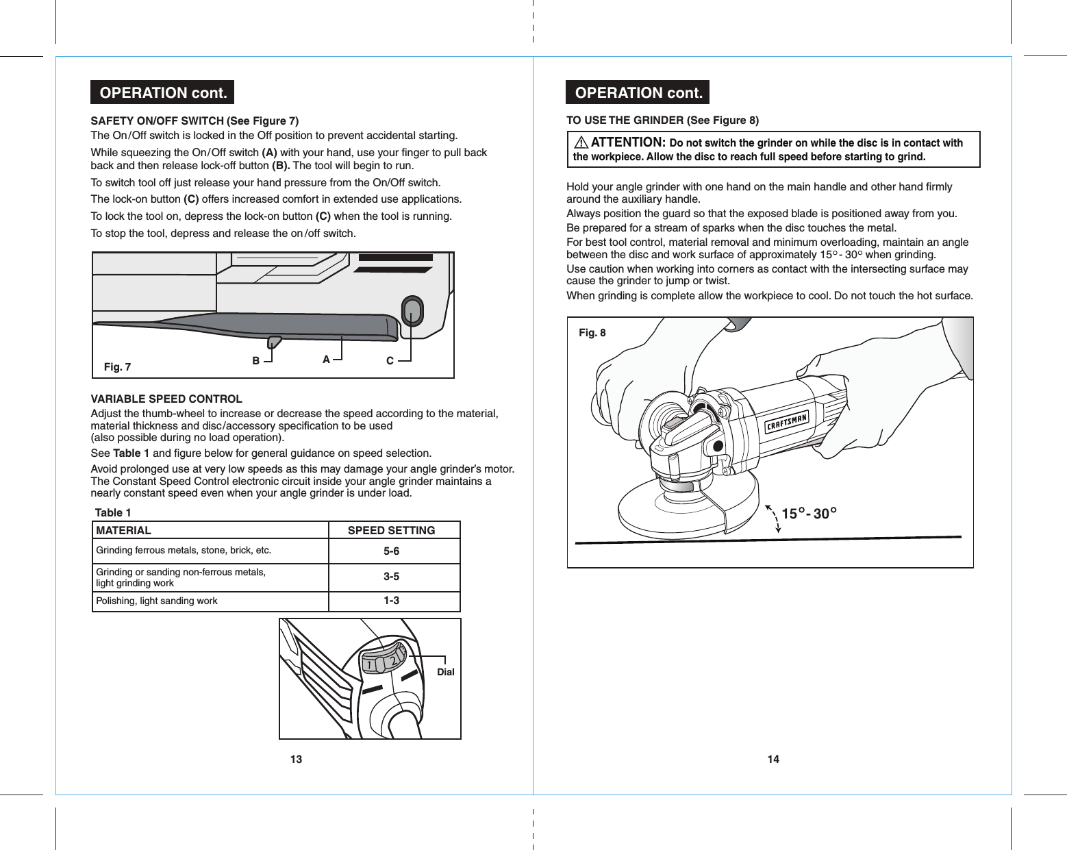 Craftsman 172417740 41774_8AGrinder_ENG_Manual_READERS_rev _5 31 16