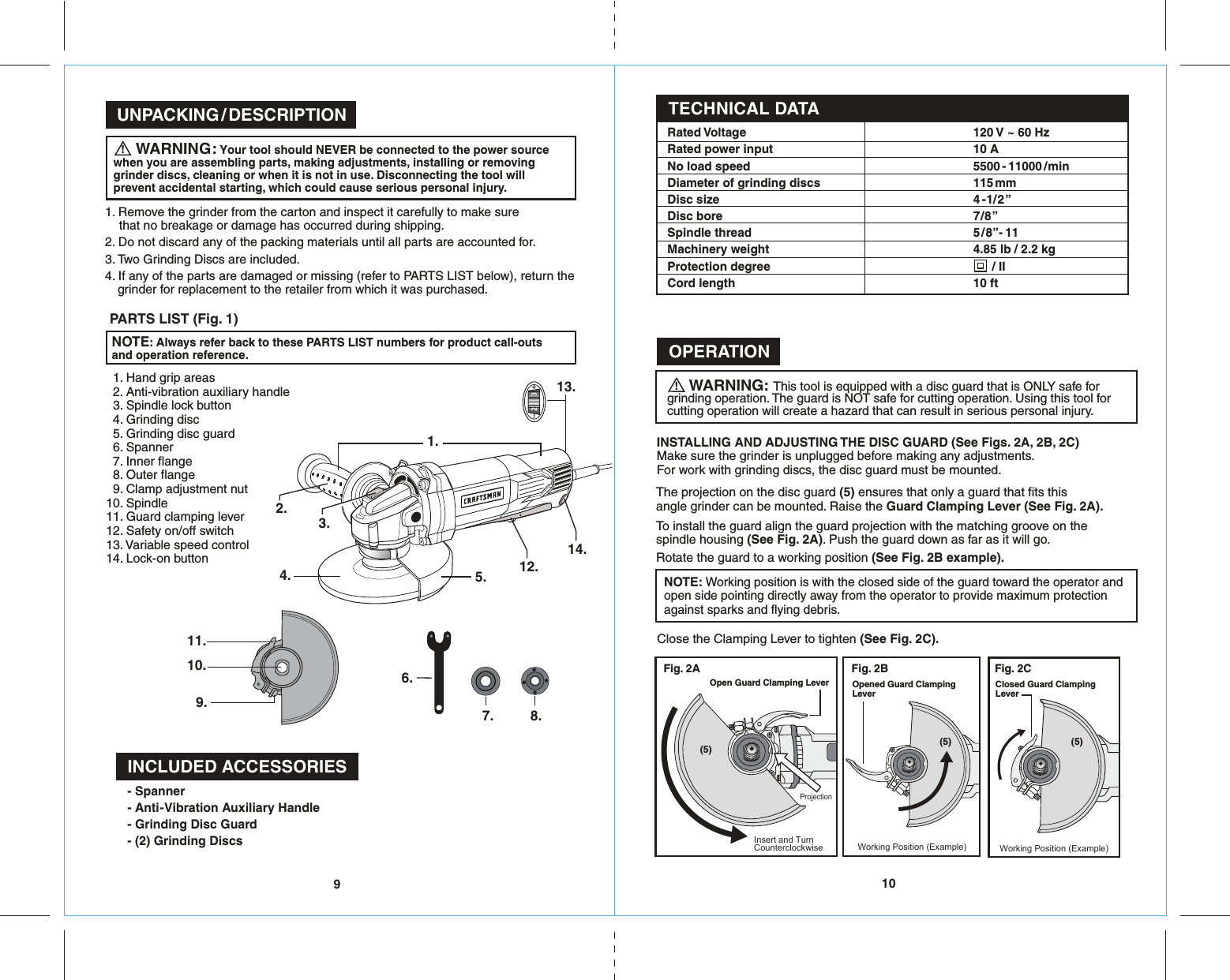 Page 6 of 10 - Craftsman 172417750 41775_10AGrinder_ENG_Manual_READERS_rev _5-31-16 User Manual  GRINDER ANGLE - Manuals And Guides 1608248L