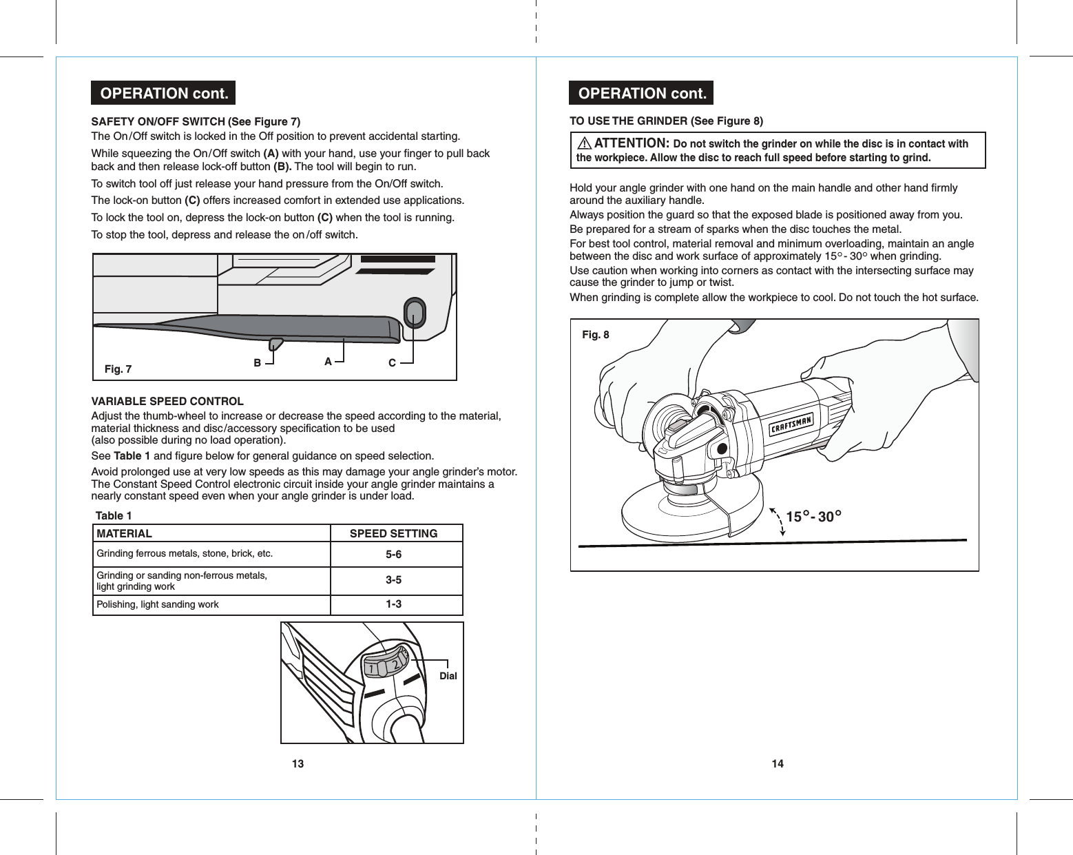 Page 8 of 10 - Craftsman 172417750 41775_10AGrinder_ENG_Manual_READERS_rev _5-31-16 User Manual  GRINDER ANGLE - Manuals And Guides 1608248L