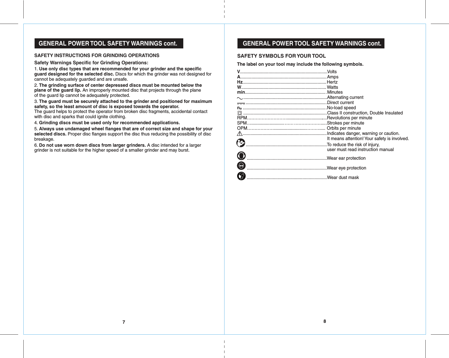 Page 5 of 10 - Craftsman 172417760 41776_15A_Grinder_ENG_Manual_READERS_rev _5-31-16 User Manual  GRINDER ANGLE - Manuals And Guides 1608246L