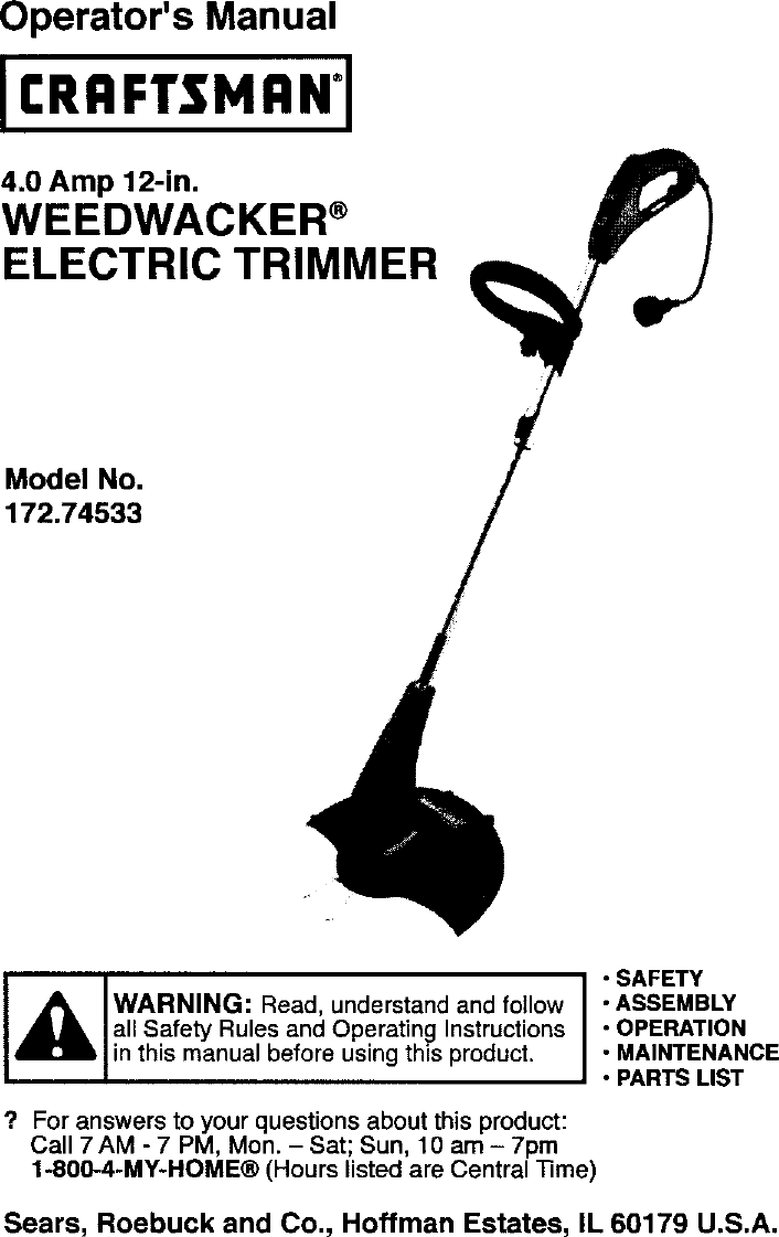 craftsman 12in weedwacker electric trimmer