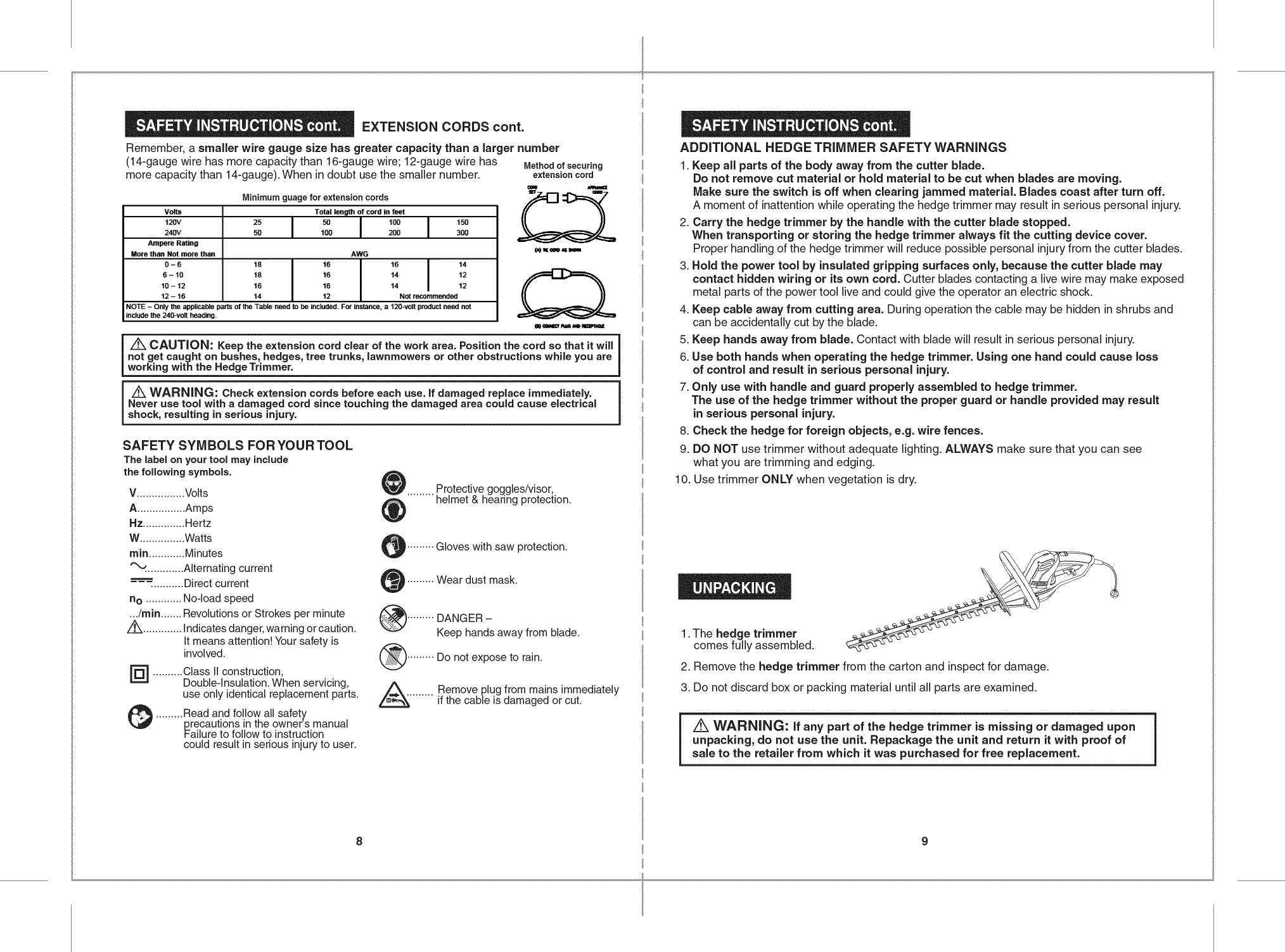 Page 5 of 10 - Craftsman 172797740 User Manual  HEDGE TRIMMER - Manuals And Guides 1503483L