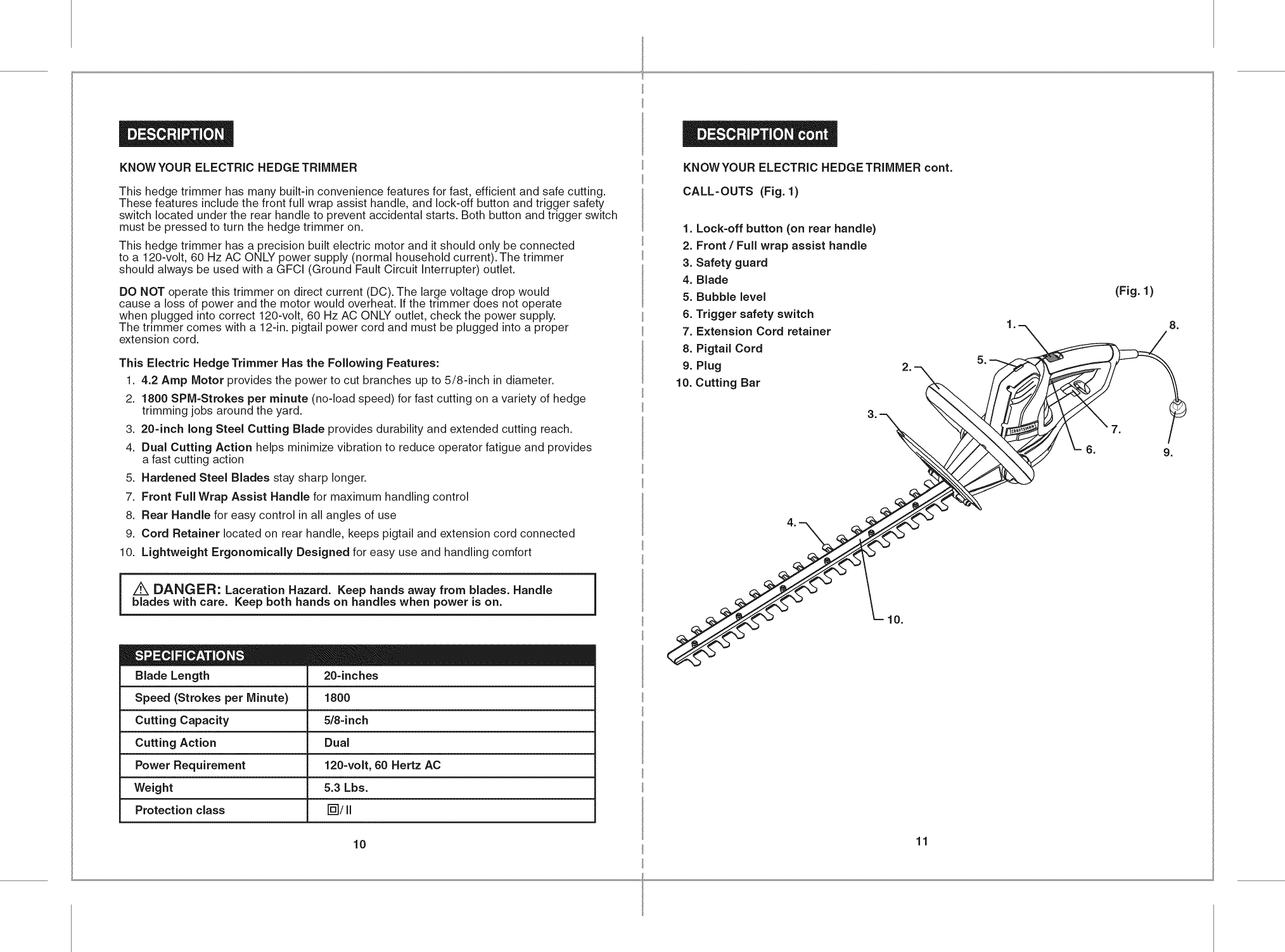 Page 6 of 10 - Craftsman 172797740 User Manual  HEDGE TRIMMER - Manuals And Guides 1503483L