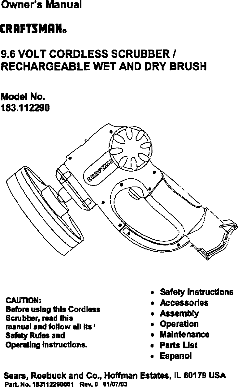 Page 1 of 11 - Craftsman 183112290 User Manual  SCRUBBER - Manuals And Guides L0412355