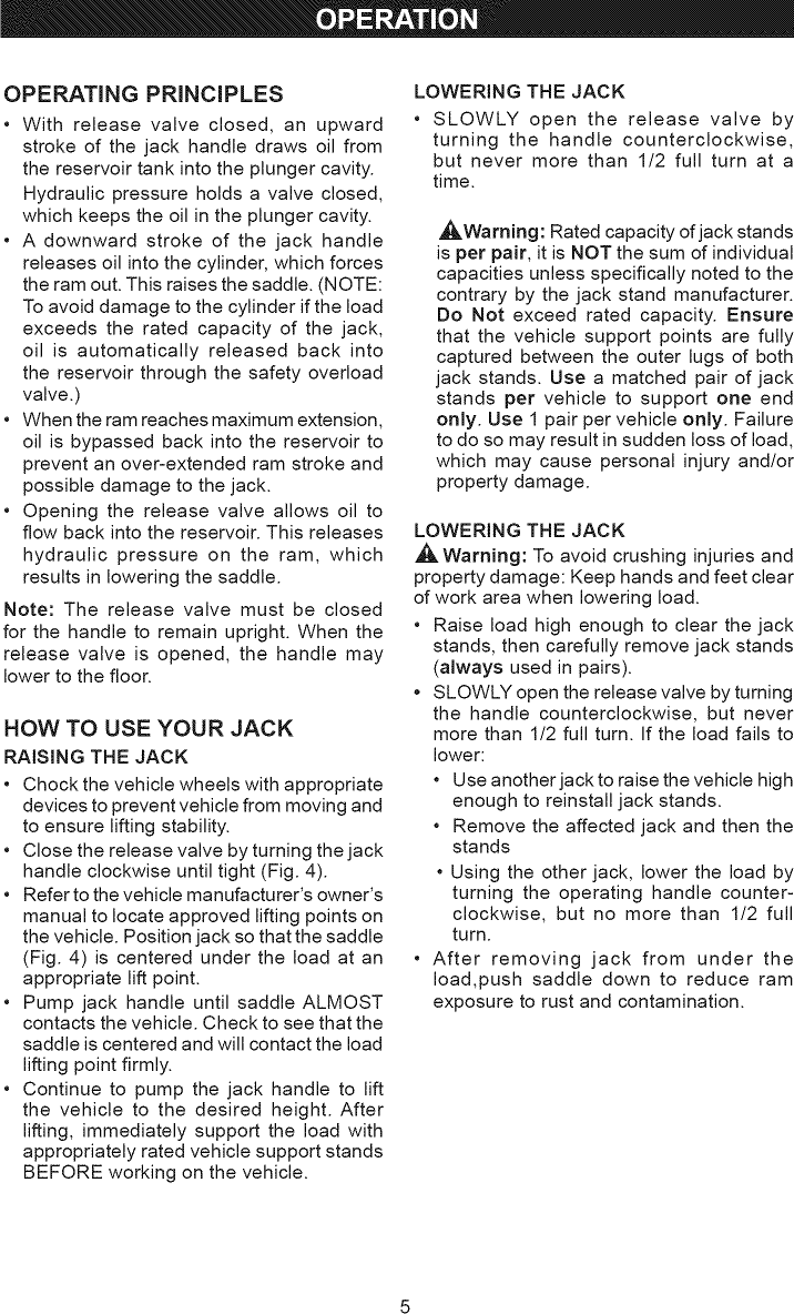Page 5 of 8 - Craftsman 21450156 1205004L User Manual  JACK HYDRAULIC - Manuals And Guides