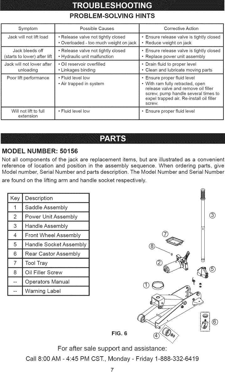 Page 7 of 8 - Craftsman 21450156 1205004L User Manual  JACK HYDRAULIC - Manuals And Guides