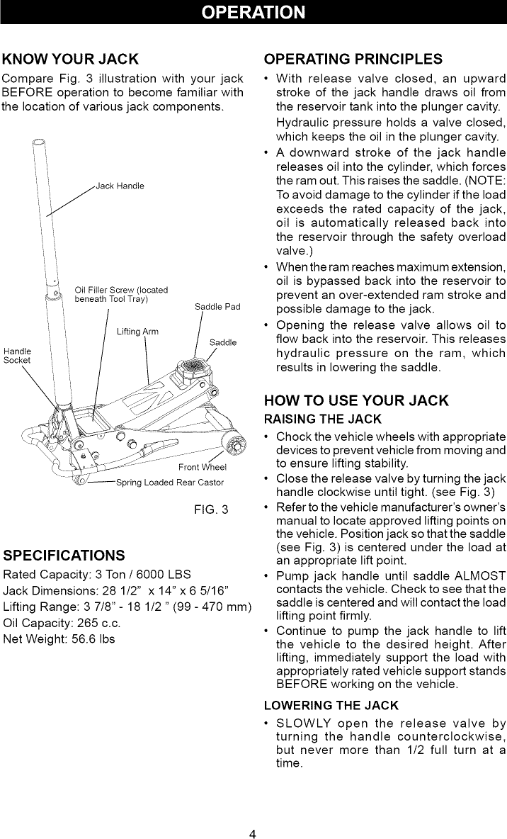 Page 4 of 7 - Craftsman 21450244 L1002158 User Manual  FLOOR JACK - Manuals And Guides