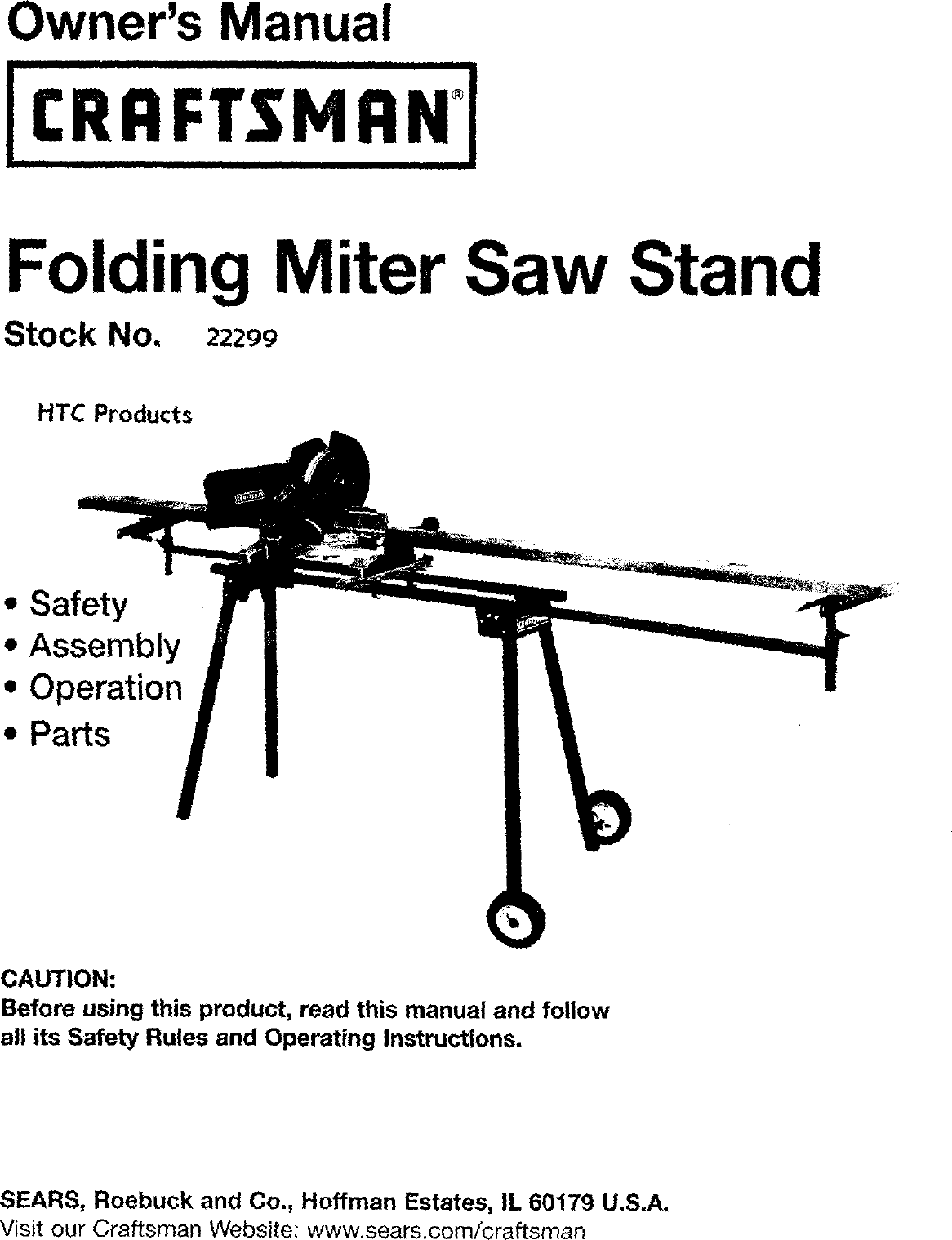 Page 1 of 8 - Craftsman 22299 User Manual  MITER SAW STAND - Manuals And Guides L0309511