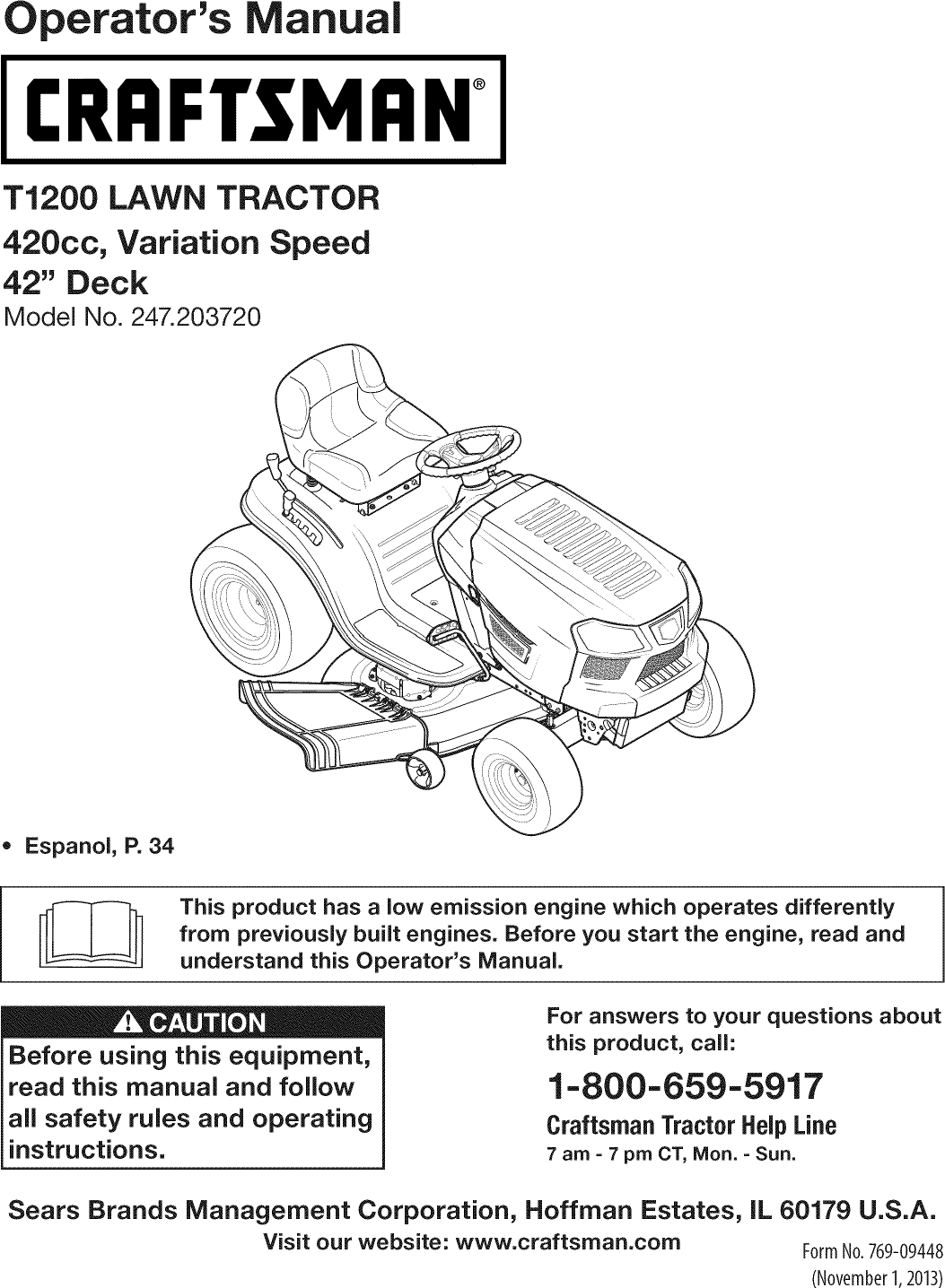 Craftsman 247203720 1402325L User Manual TRACTOR Manuals And Guides