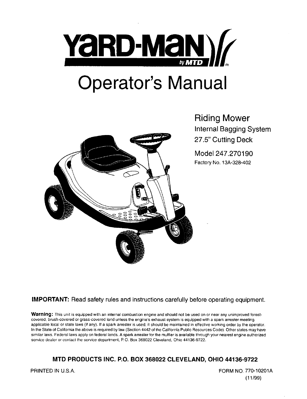 Craftsman Riding Lawn Mower Manual