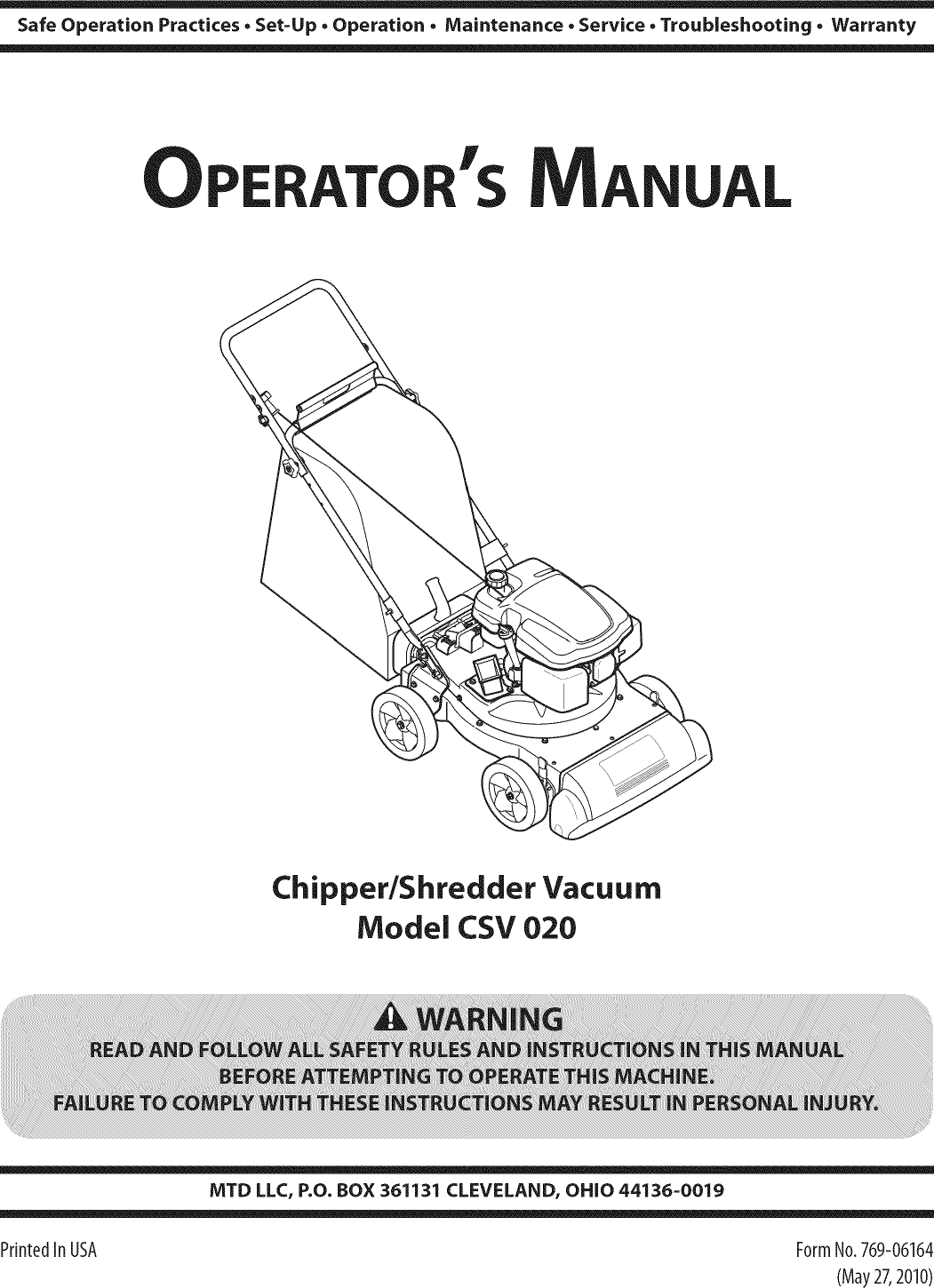 Craftsman 24777243 User Manual CHIPPER/SHREDDER VACUUM Manuals And