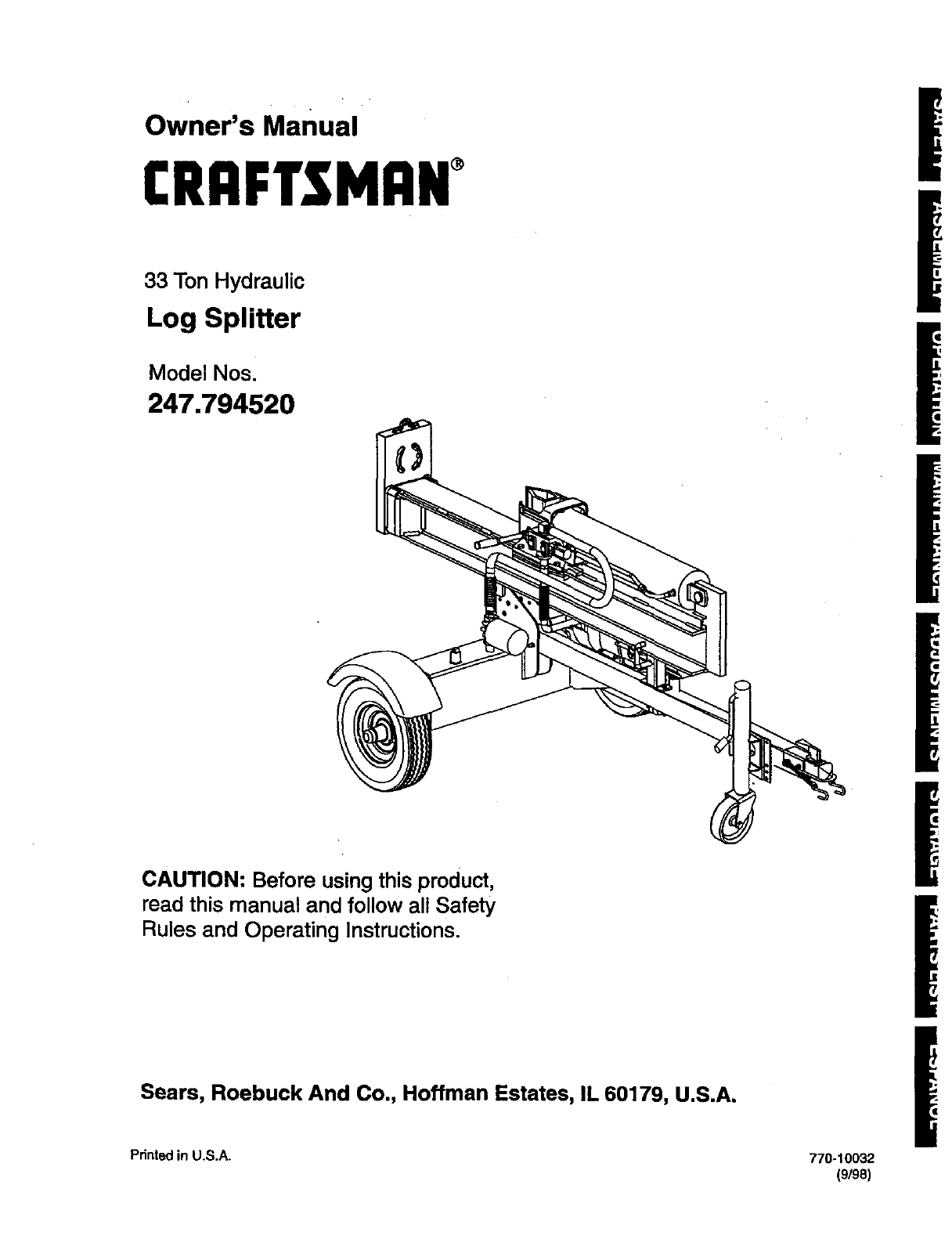 Craftsman Log Splitter