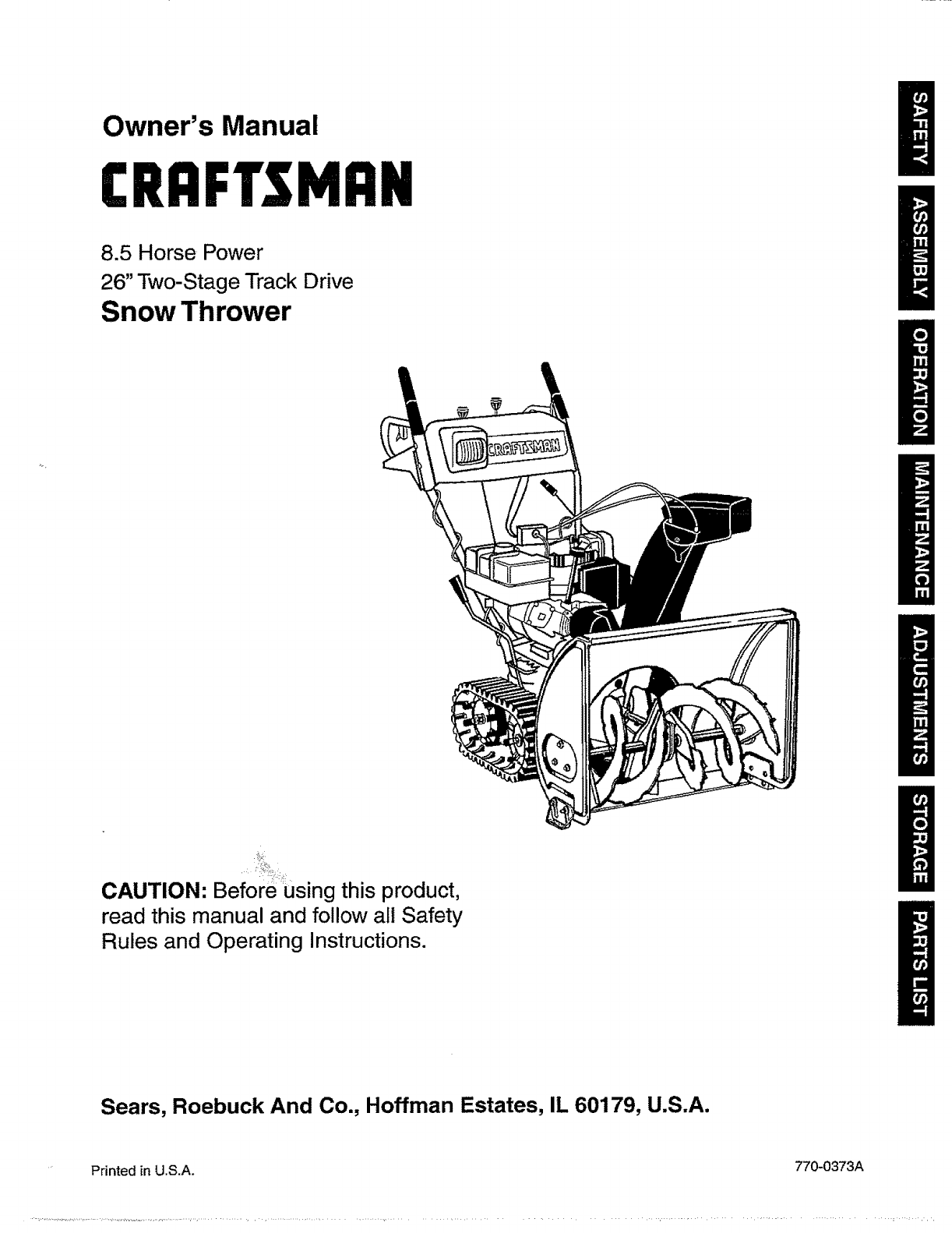 craftsman snow blower parts