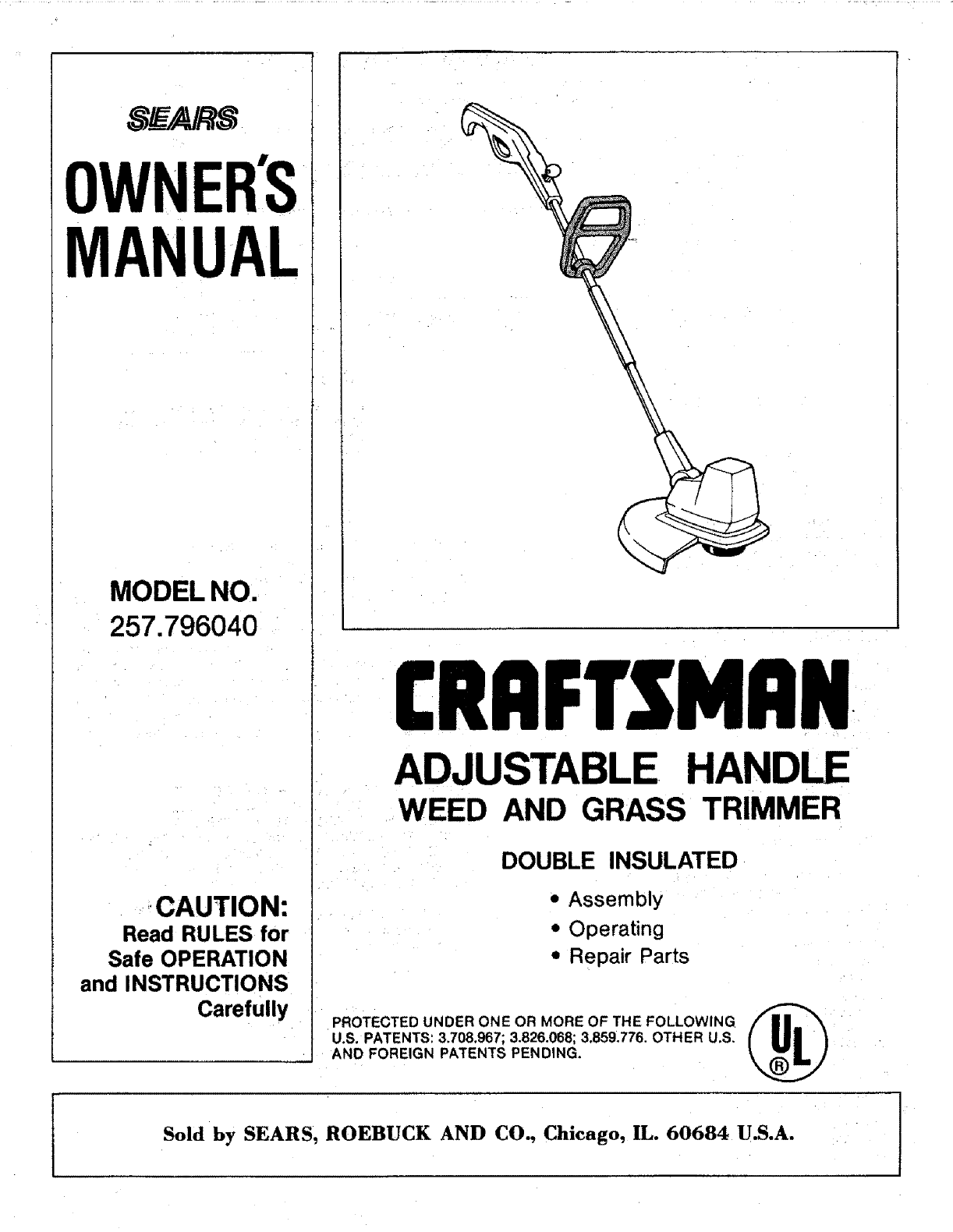 Craftsman 257796040 User Manual Weed And Grass Trimmer Manuals Guides L0707274