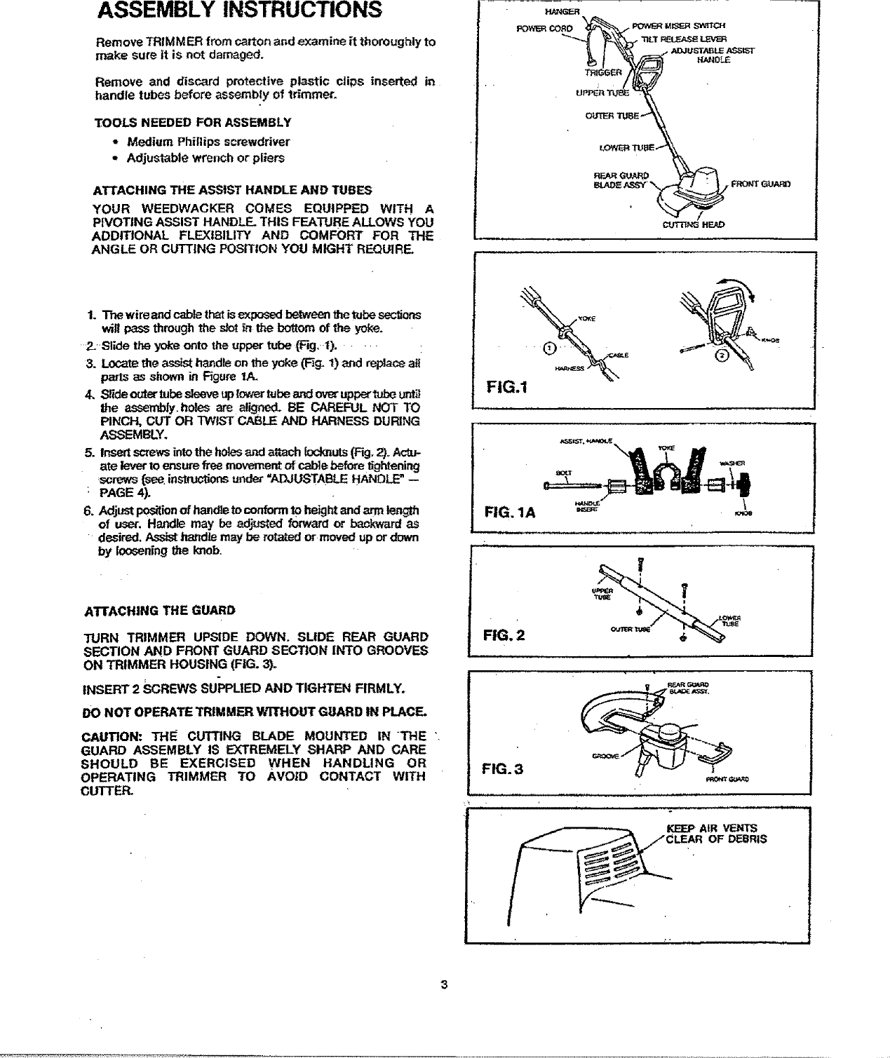 Page 3 of 8 - Craftsman 257796041 User Manual  ADJUSTABLE HANDLE WEED AND GRASS TRIMMER - Manuals Guides L0707268