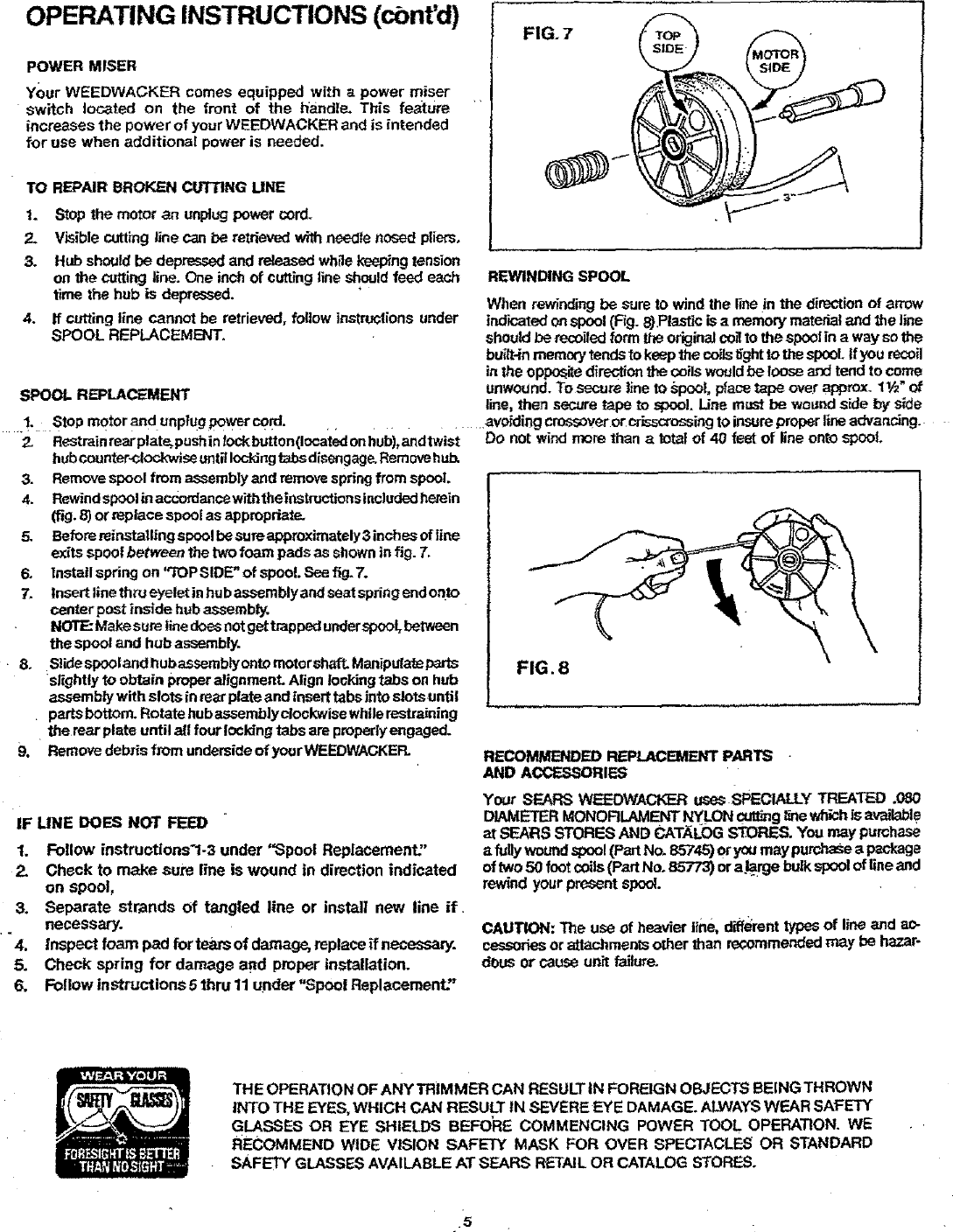 Page 5 of 8 - Craftsman 257796041 User Manual  ADJUSTABLE HANDLE WEED AND GRASS TRIMMER - Manuals Guides L0707268