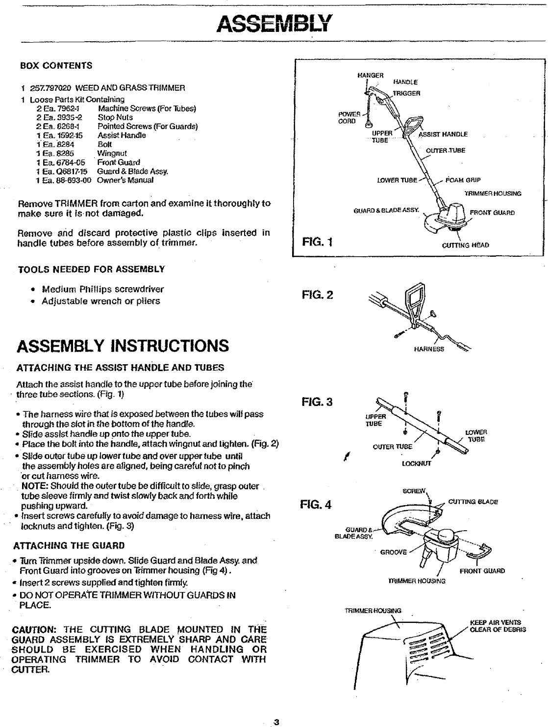 Page 3 of 8 - Craftsman 257797020 User Manual  13 ELECTRIC WEEDWACKER - Manuals And Guides L0707272