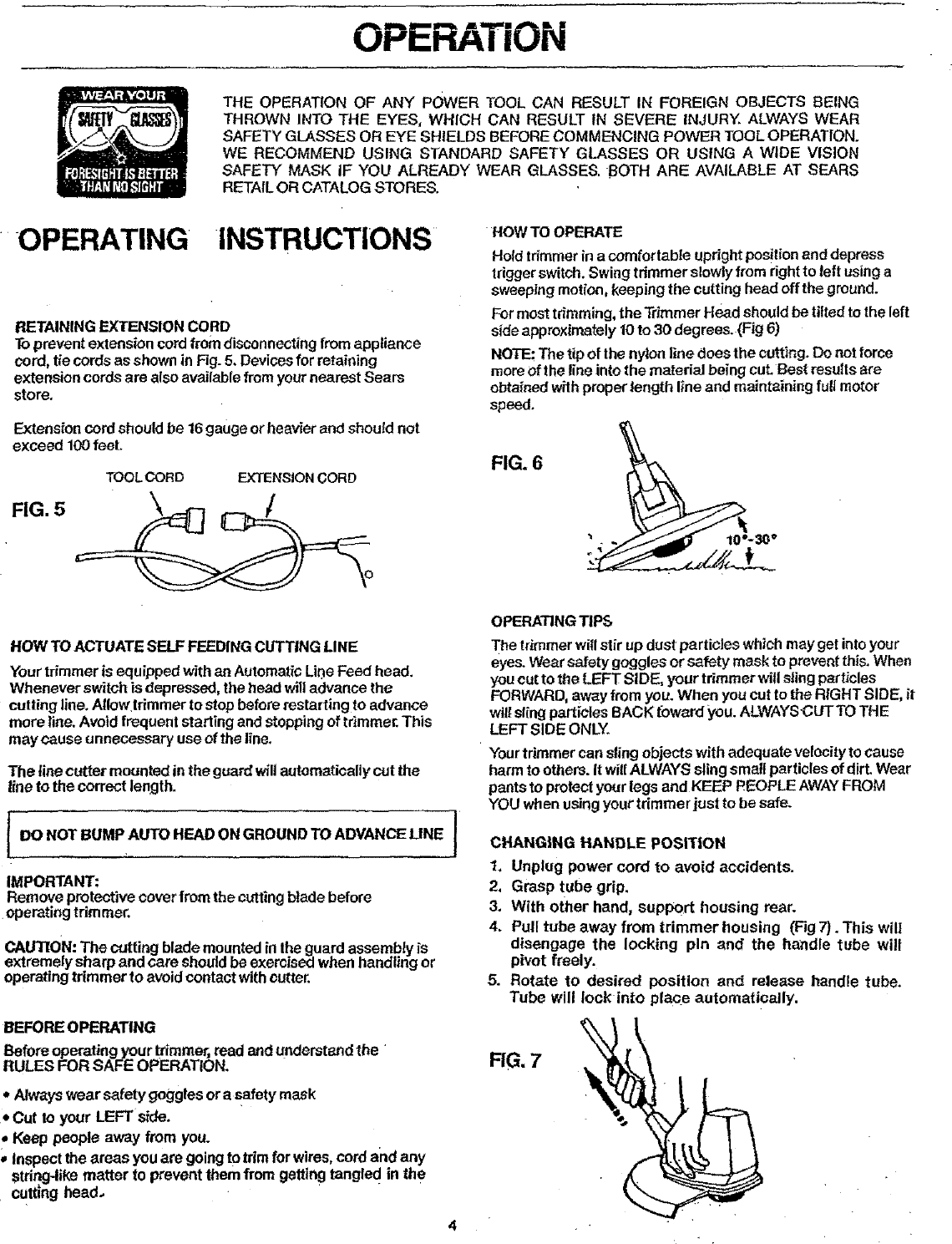 Page 4 of 8 - Craftsman 257797020 User Manual  13 ELECTRIC WEEDWACKER - Manuals And Guides L0707272