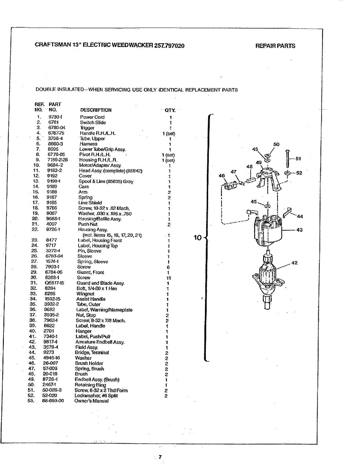 Page 7 of 8 - Craftsman 257797020 User Manual  13 ELECTRIC WEEDWACKER - Manuals And Guides L0707272