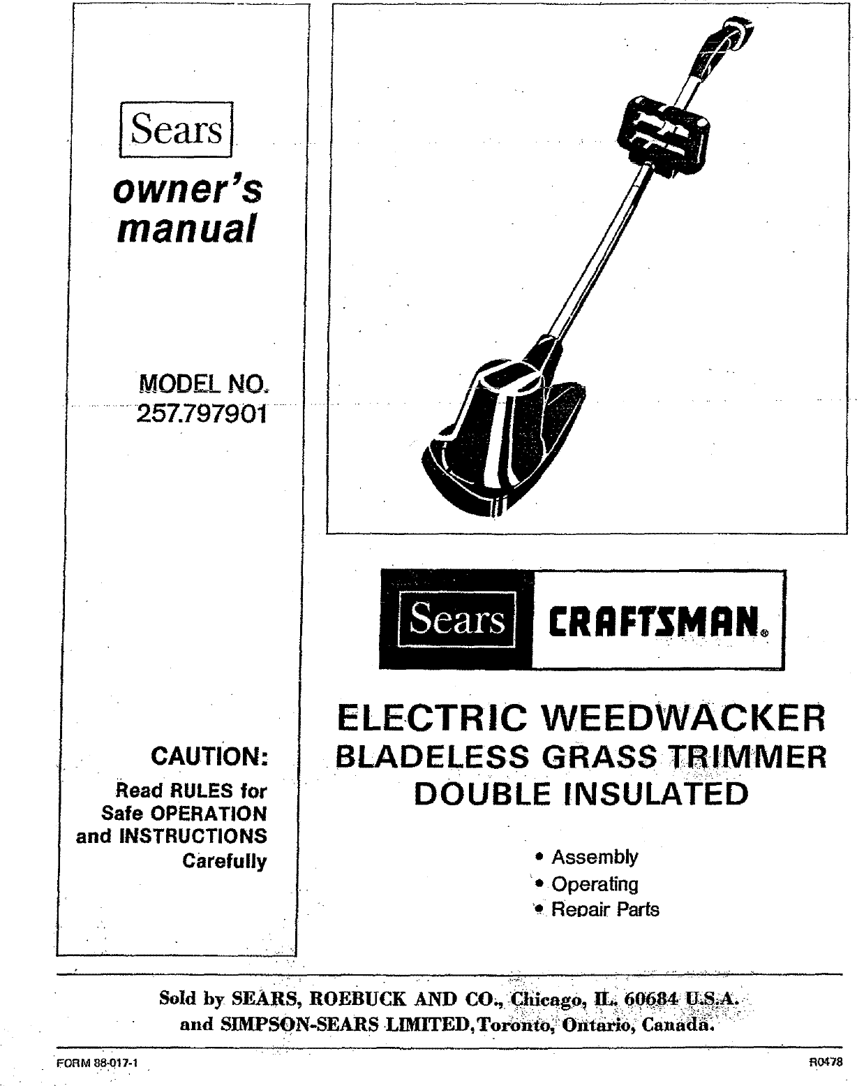 craftsman electric string trimmer