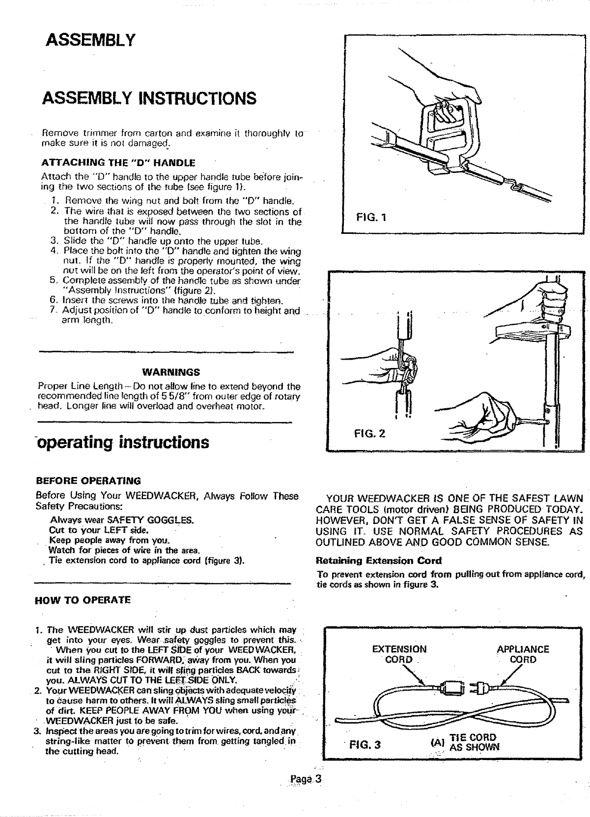 Page 3 of 6 - Craftsman 257797901 User Manual  ELECTRIC WEEDWACKER - Manuals And Guides L0707278