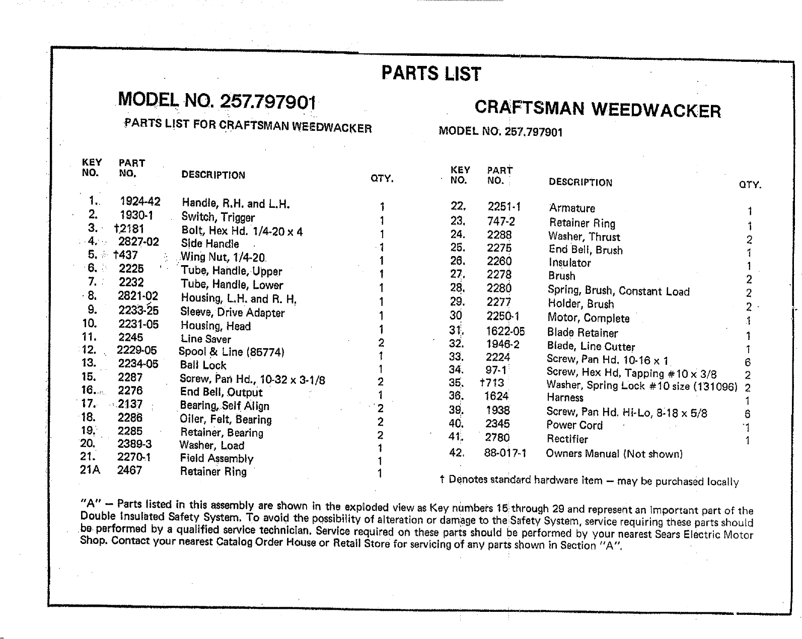 Page 5 of 6 - Craftsman 257797901 User Manual  ELECTRIC WEEDWACKER - Manuals And Guides L0707278